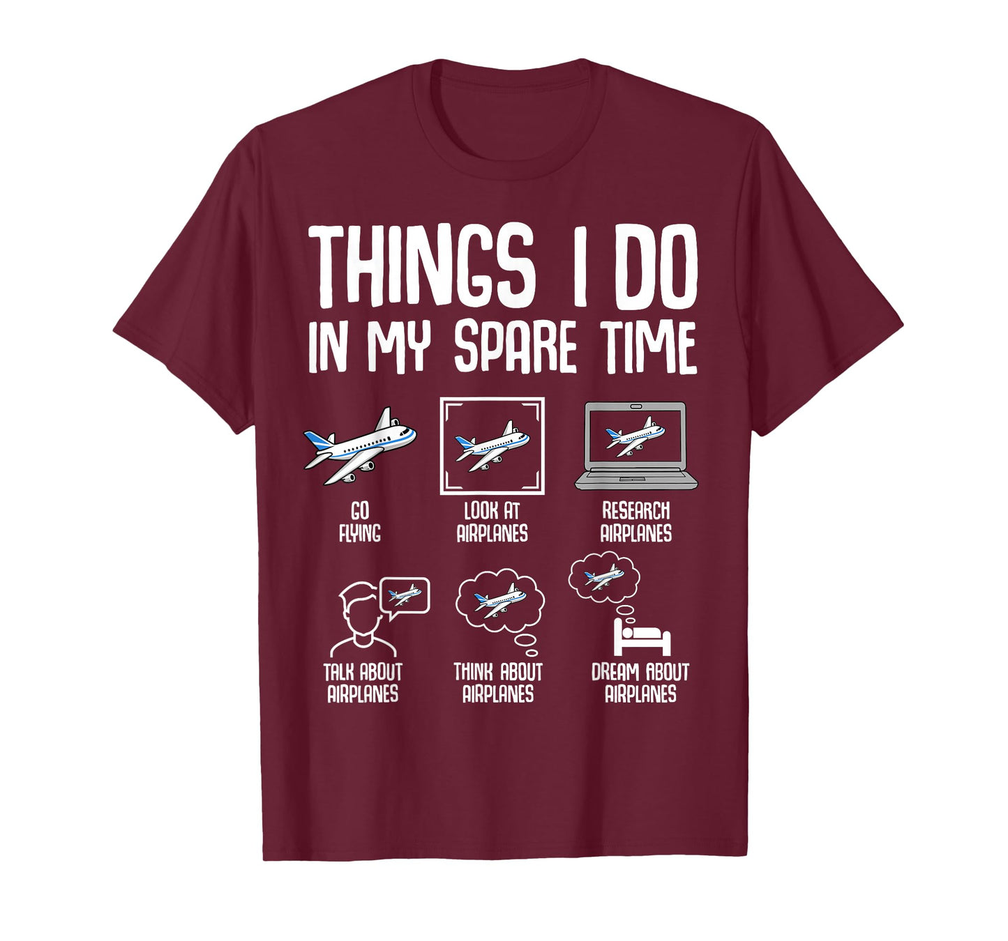 Airplane Things I Do In My Spare Time Plane Pilot Kids Men T-Shirt