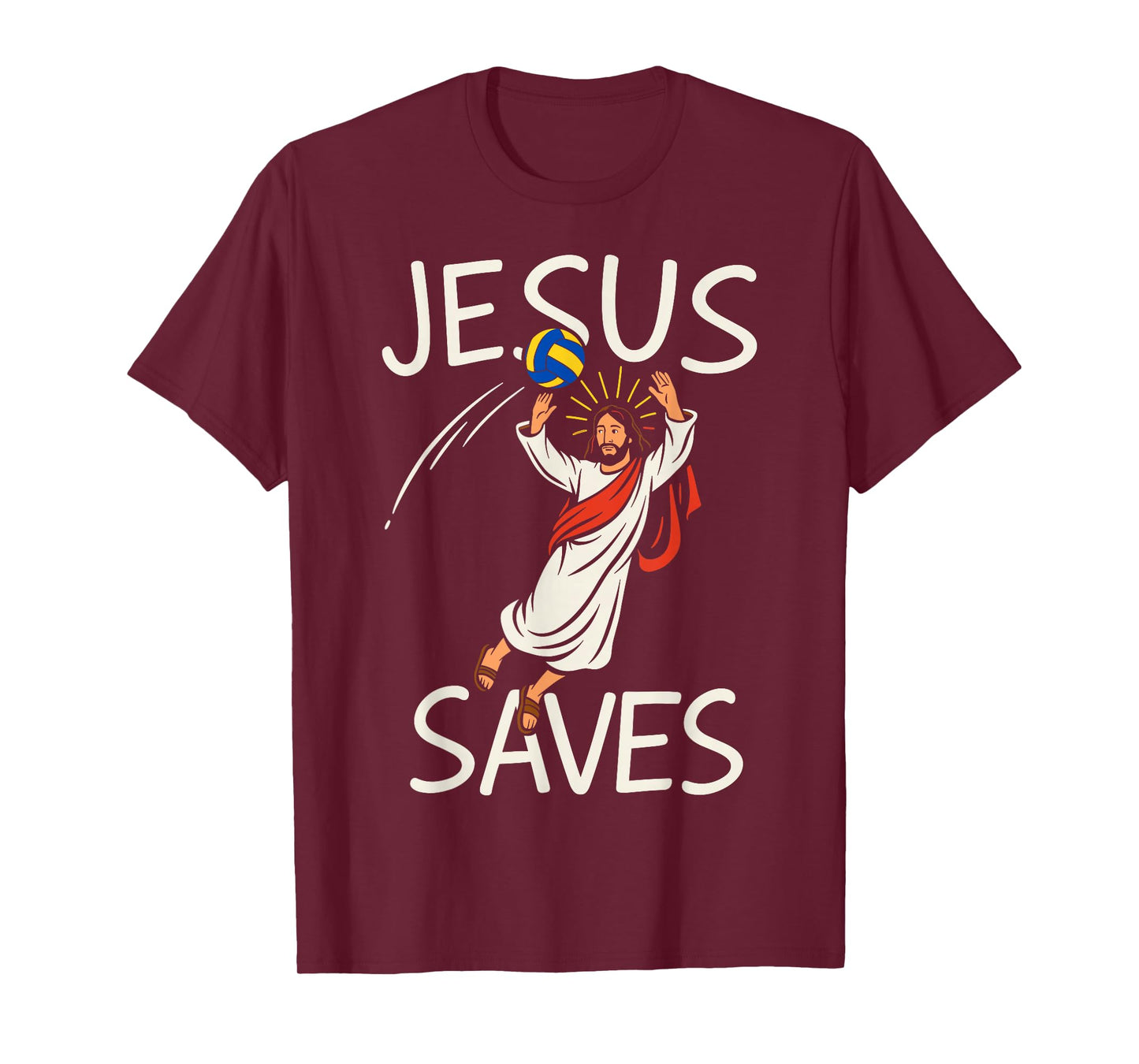 Funny Jesus Saves Volleyball Christian Joke Tee Player Coach T-Shirt
