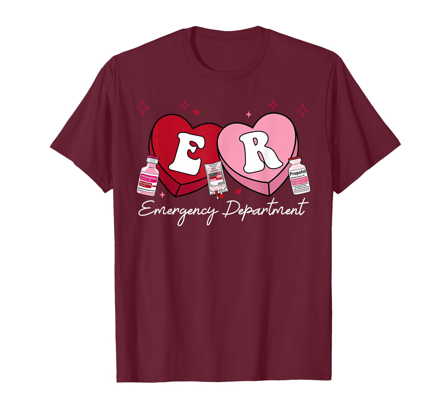 Emergency Department Candy Heart Valentine Day ER Nurse T-Shirt