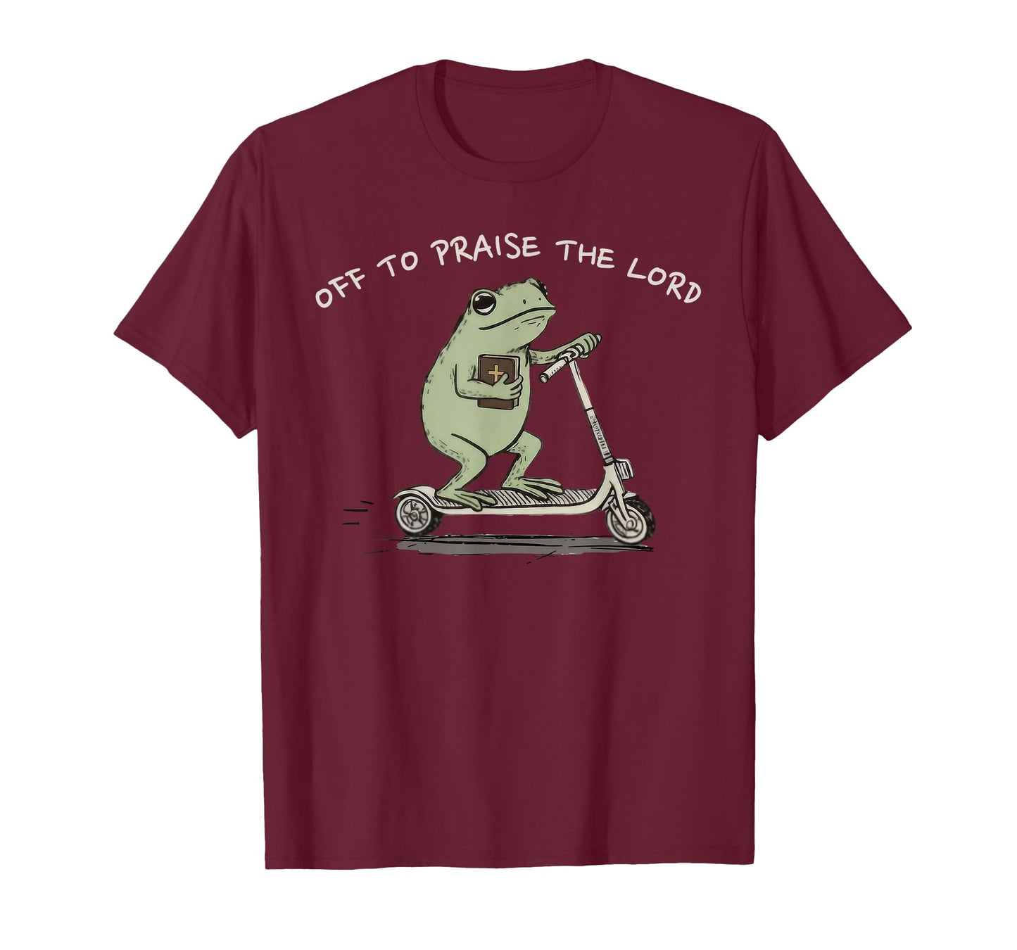 Funny Frog Off to Praise The Lord Christian Scooter T-Shirt