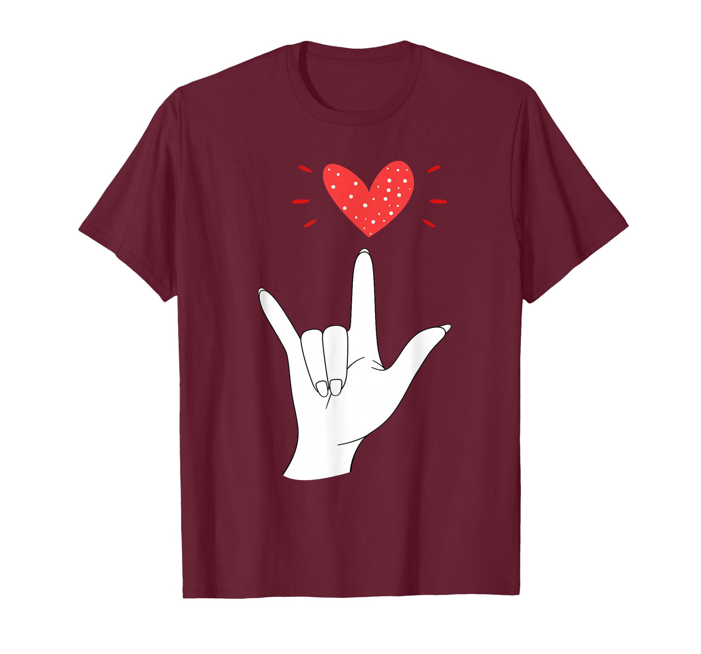 Valentines Day I Love You Hand Sign ASL Heart Women Men Kids T-Shirt