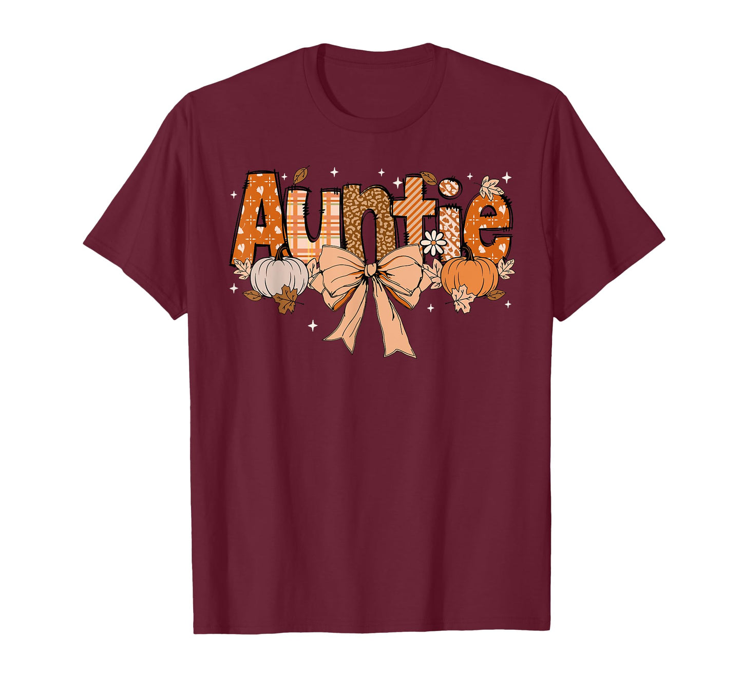 Auntie Pumpkin Fall Coquette Bow Thanksgiving Mom Women T-Shirt