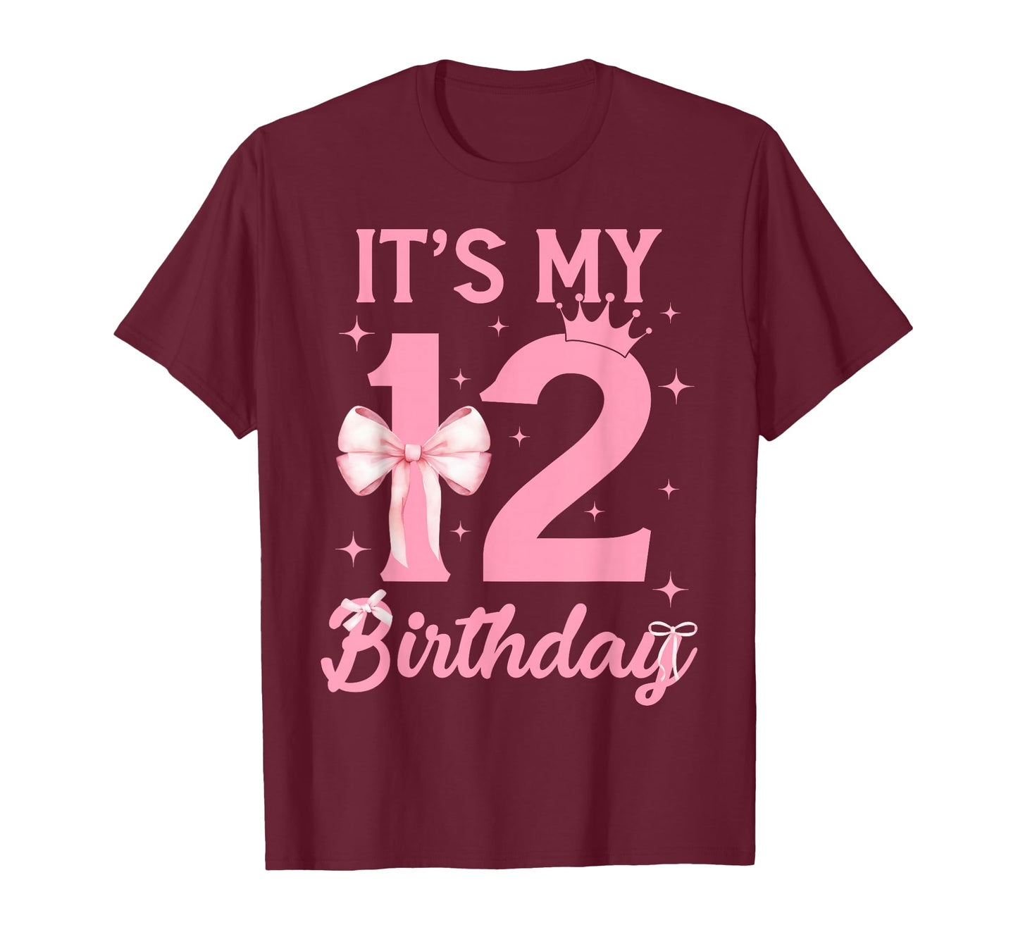 It's My 12th Birthday Girl Coquette Bow 12 Yr Old Aesthetic T-Shirt