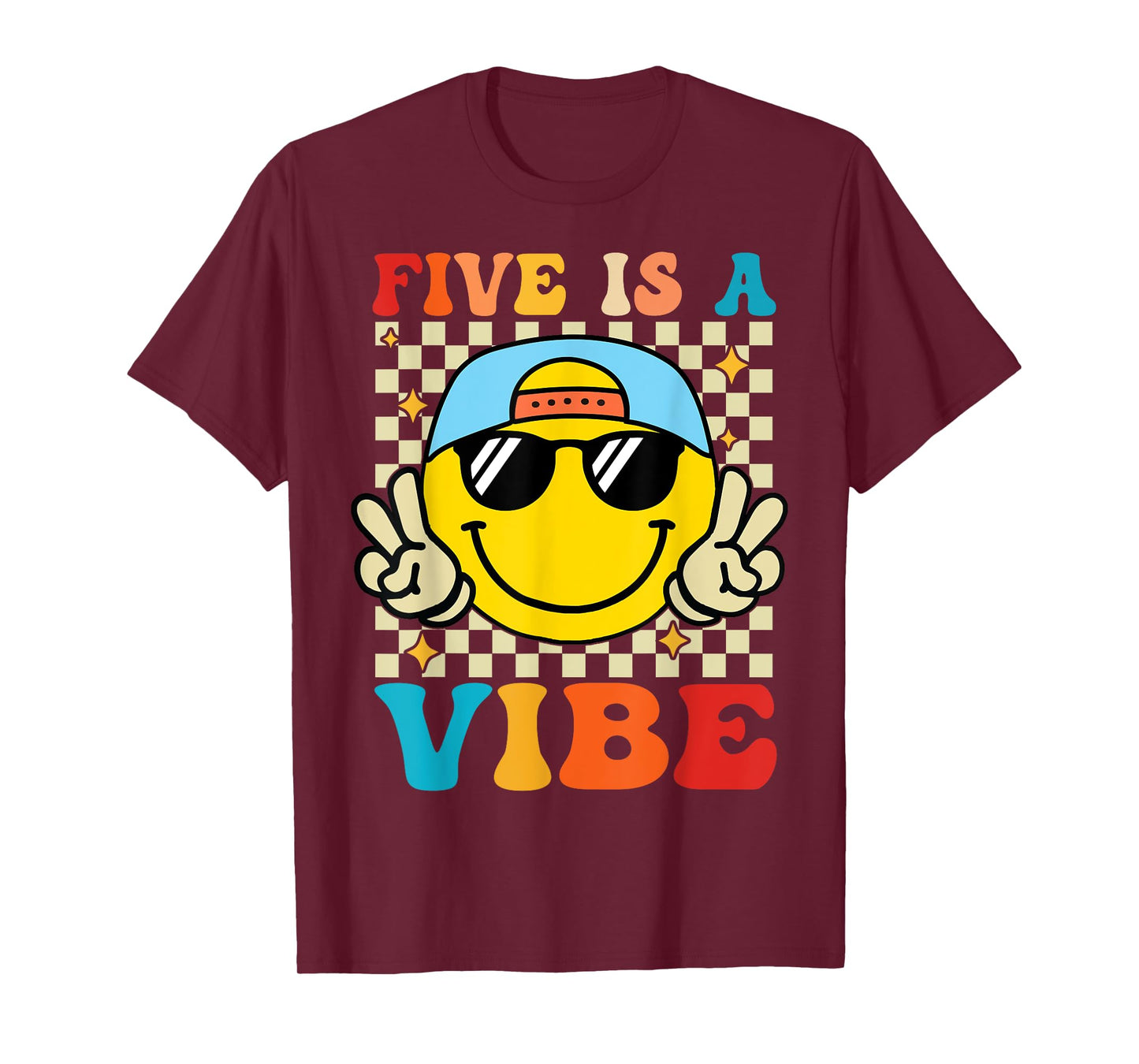Five Is A Vibe 5th Birthday Groovy Boys Girls 5 Years Old T-Shirt