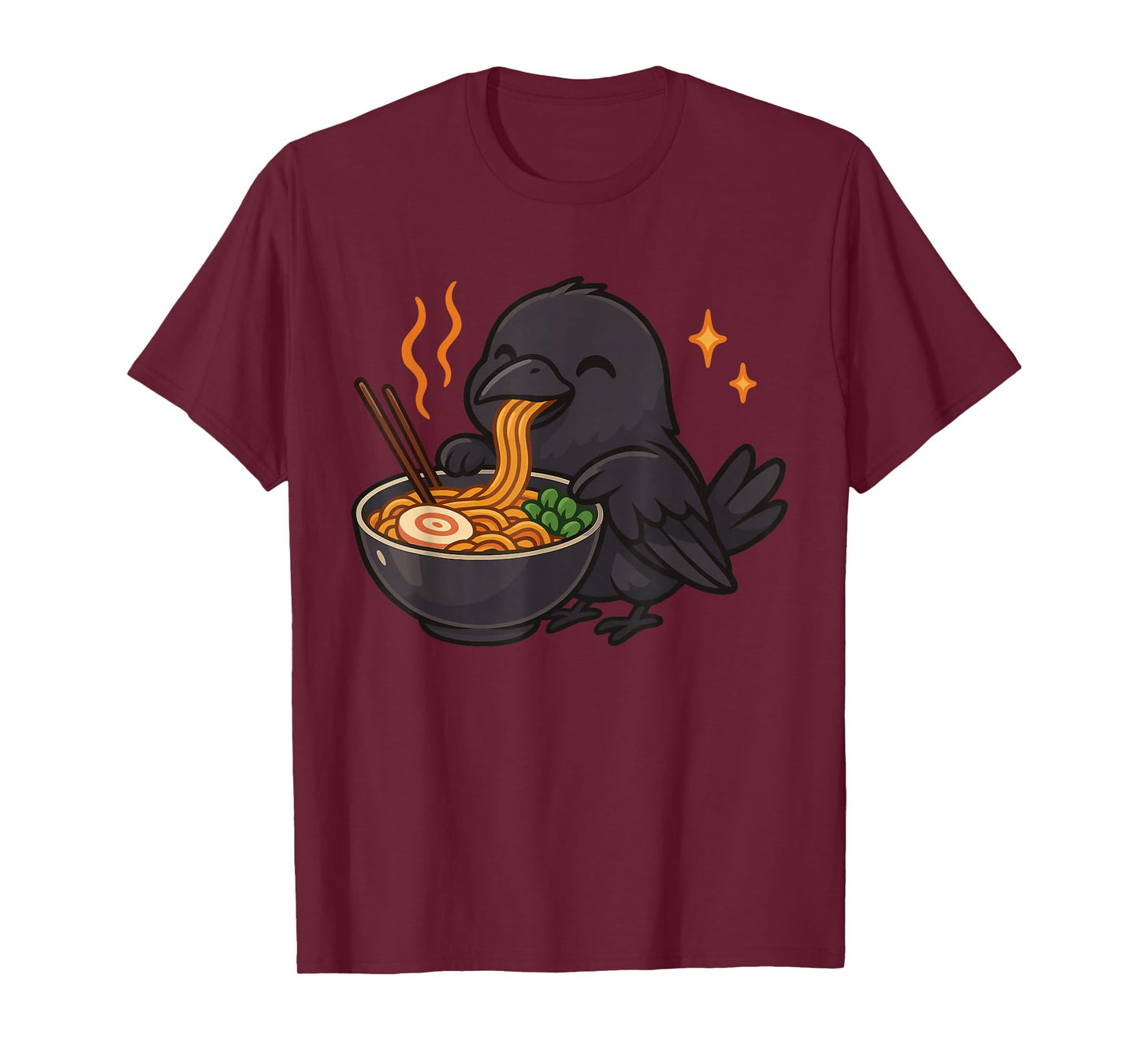 Raven with Noodles Ramen Kawaii Raven T-Shirt
