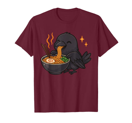 Raven with Noodles Ramen Kawaii Raven T-Shirt
