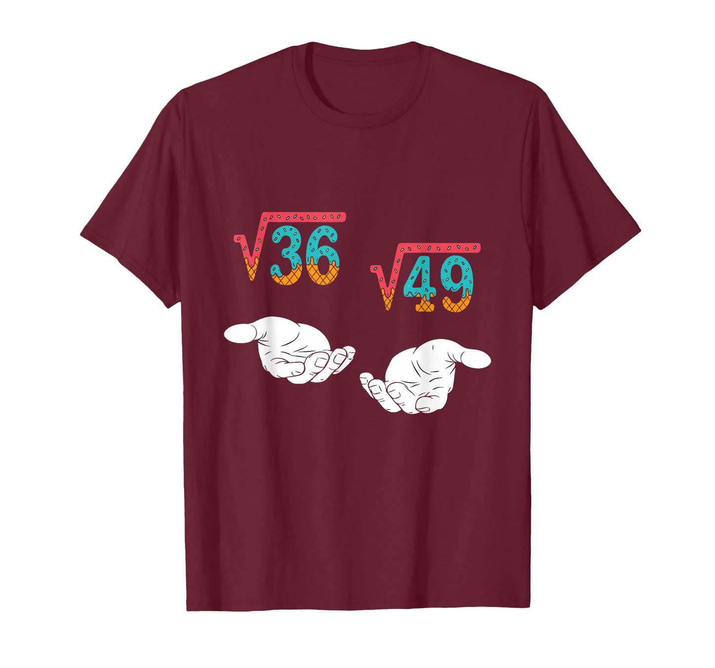 Square Root 36 49 Meme 67 Ice Cream Drip Math Teacher Tee T-Shirt