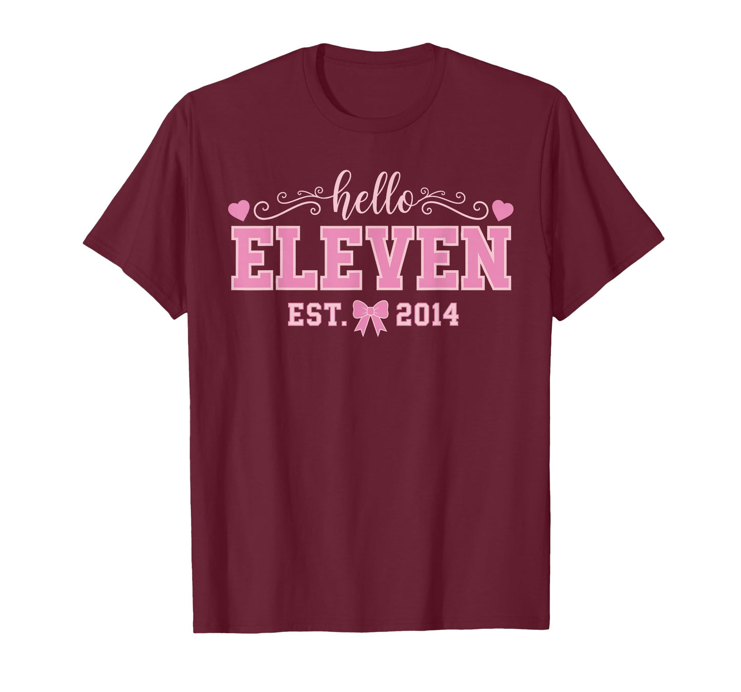 Hello Eleven Est 2014 Coquette Bow 11th Birthday Girl T-Shirt