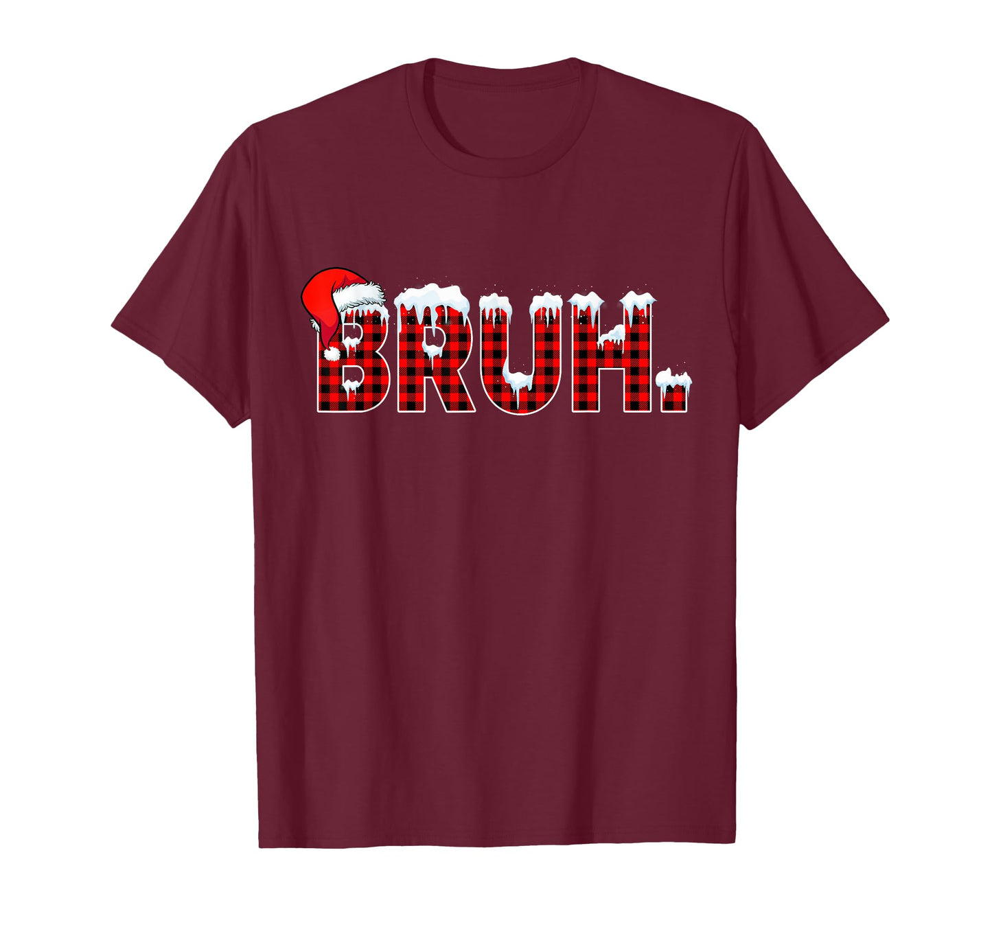 Bruh Funny Christmas Plaid Teens Boys Kids Xmas Pajamas T-Shirt