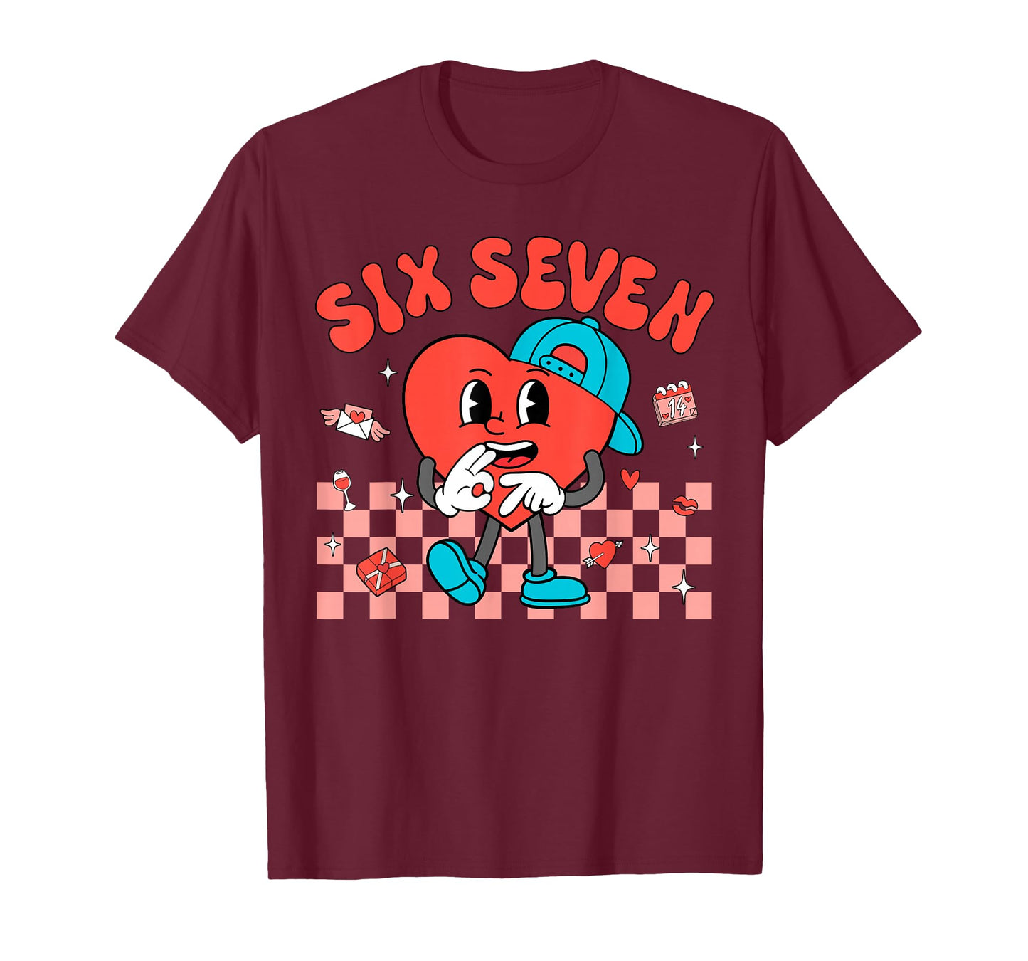 Valentine’s Day Funny 67 Meme Six Seven 6 7 Valentine Hearts T-Shirt