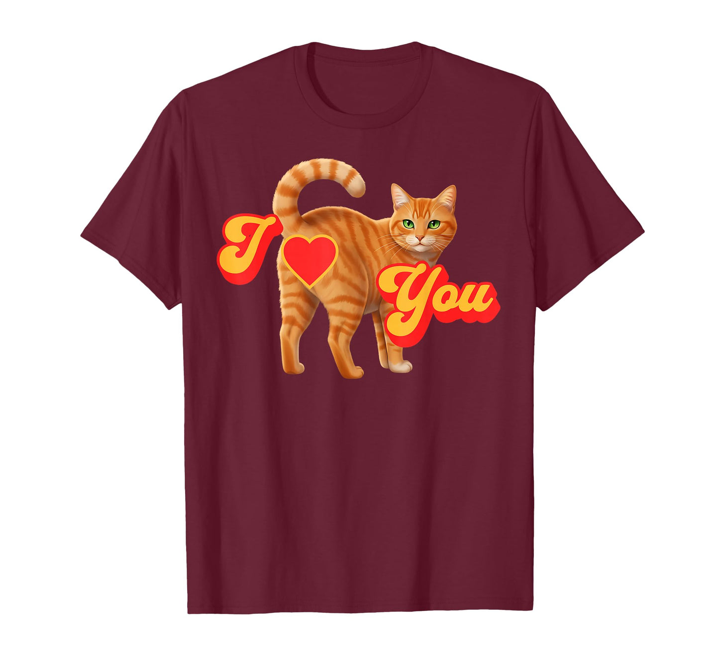 Funny Orange Cat Butt Heart Valentine’s Day I Love You T-Shirt