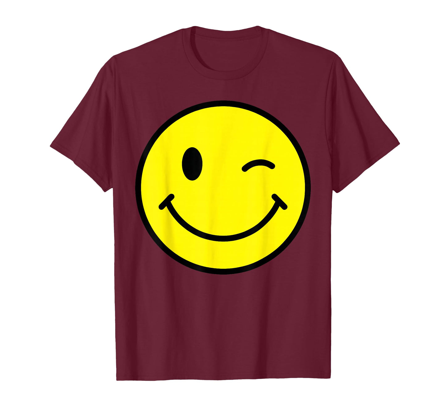 70s Yellow Smile Face Winking Happy Wink Smiling Funny Retro T-Shirt