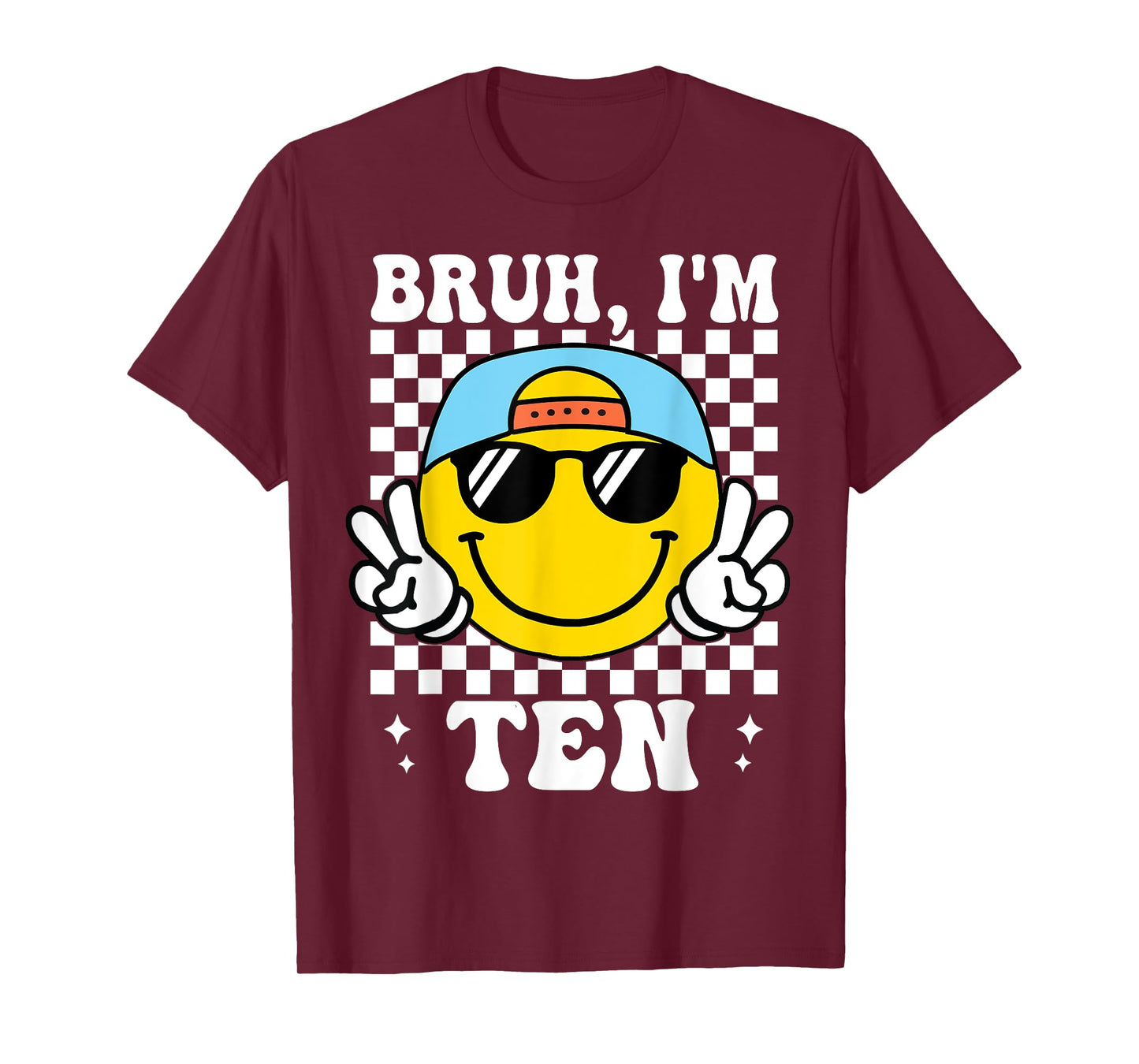 Bruh I'm Ten 10 10th Birthday Groovy Boys Girls 10 Years Old T-Shirt