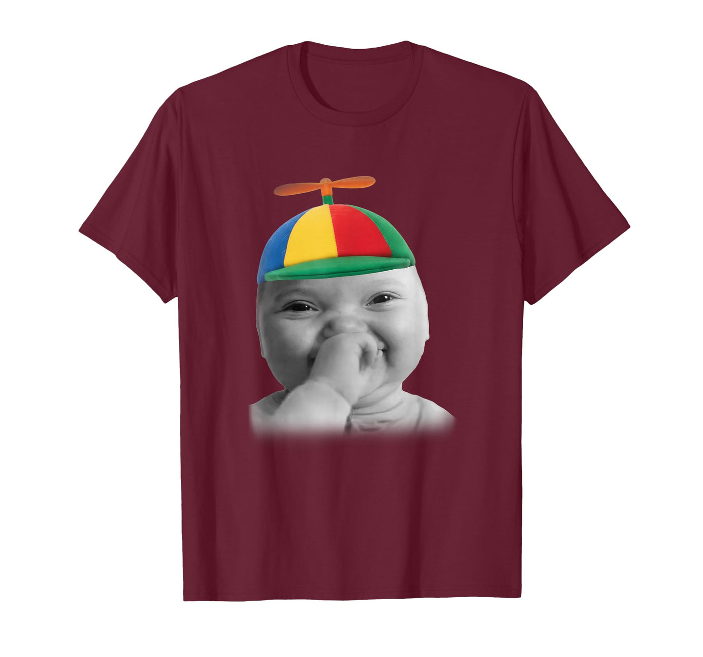 Tuff AI Niche Baby Holding Laugh Meme in Propeller Hat T-Shirt