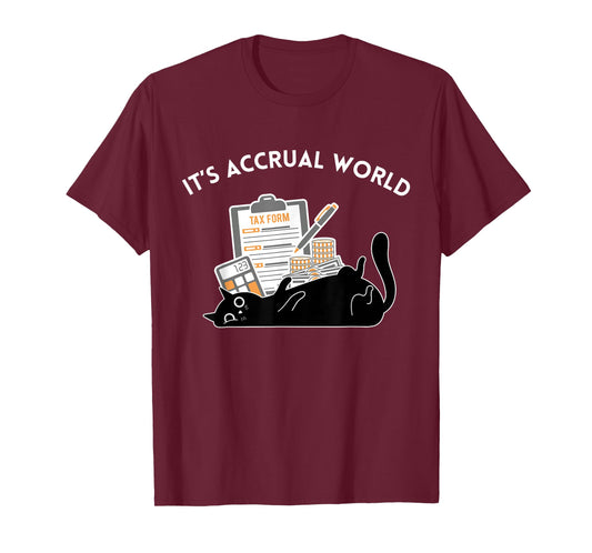 Cute Cat Accountant It's Accrual World CPA Spreadsheet Excel T-Shirt