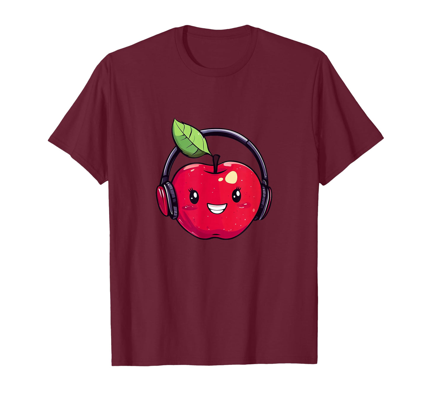 Cool Red Apple with Headphones for Boys and Girls T-Shirt