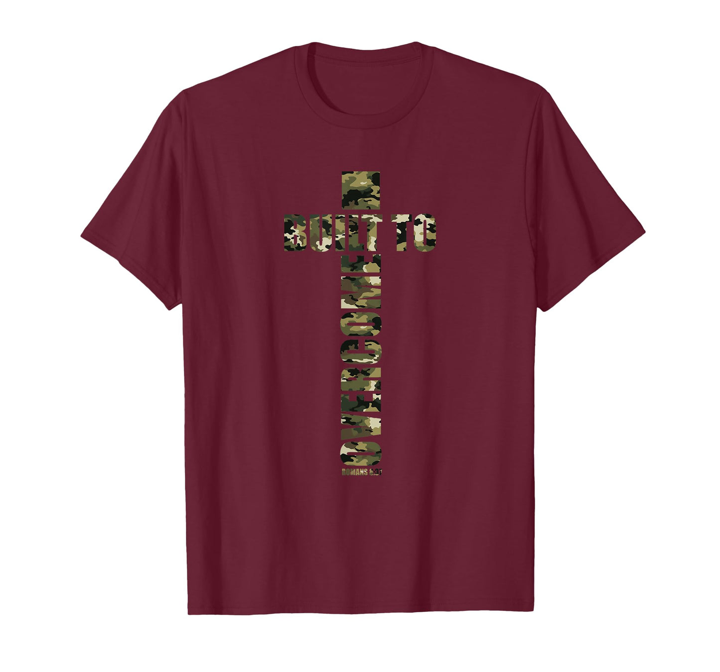 Built to Overcome Camo Workout Scripture Faith Gym Christian T-Shirt