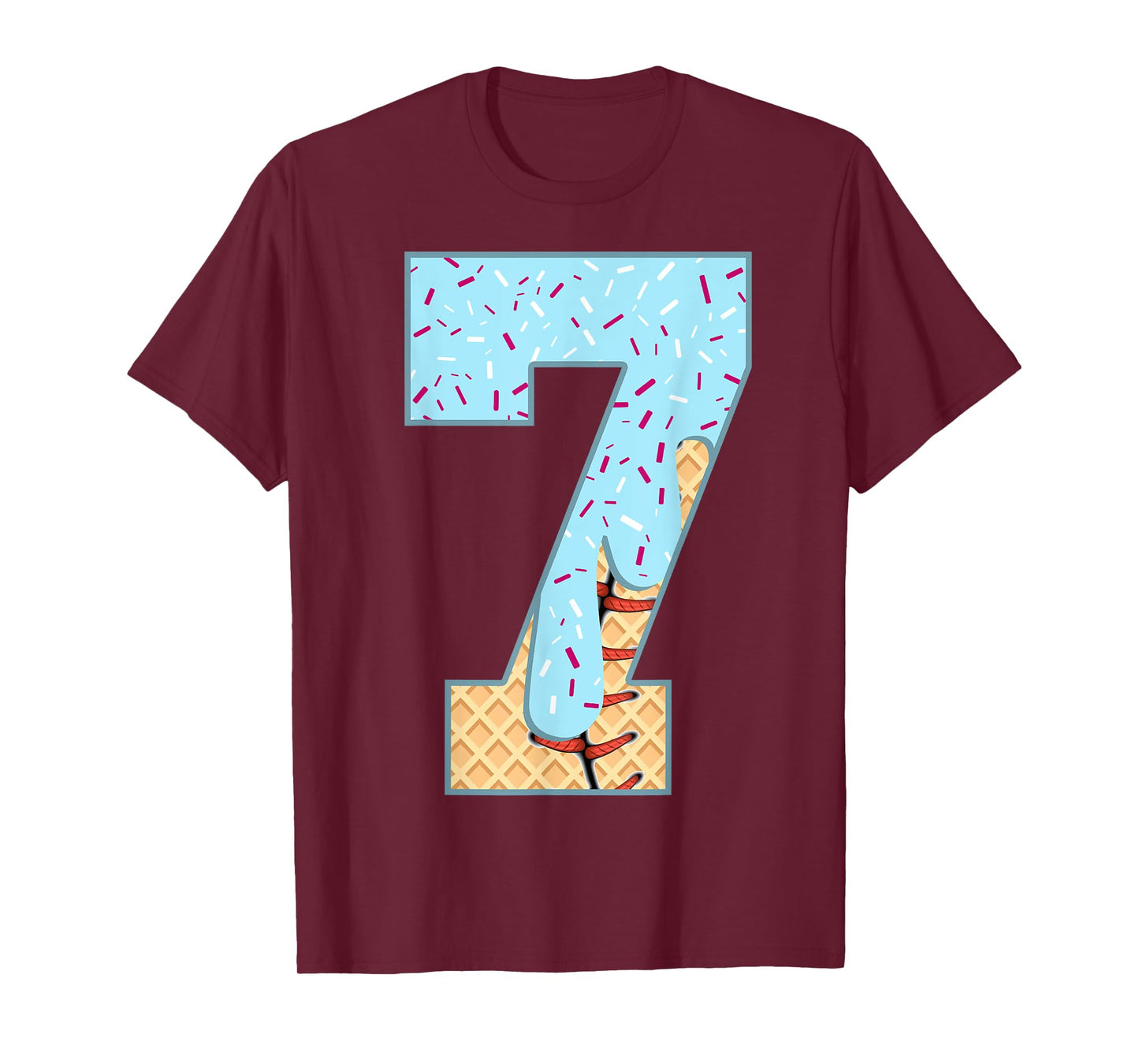 Baseball Drip 7 Year Old Ice Cream Drip Boys 7th Birthday T-Shirt