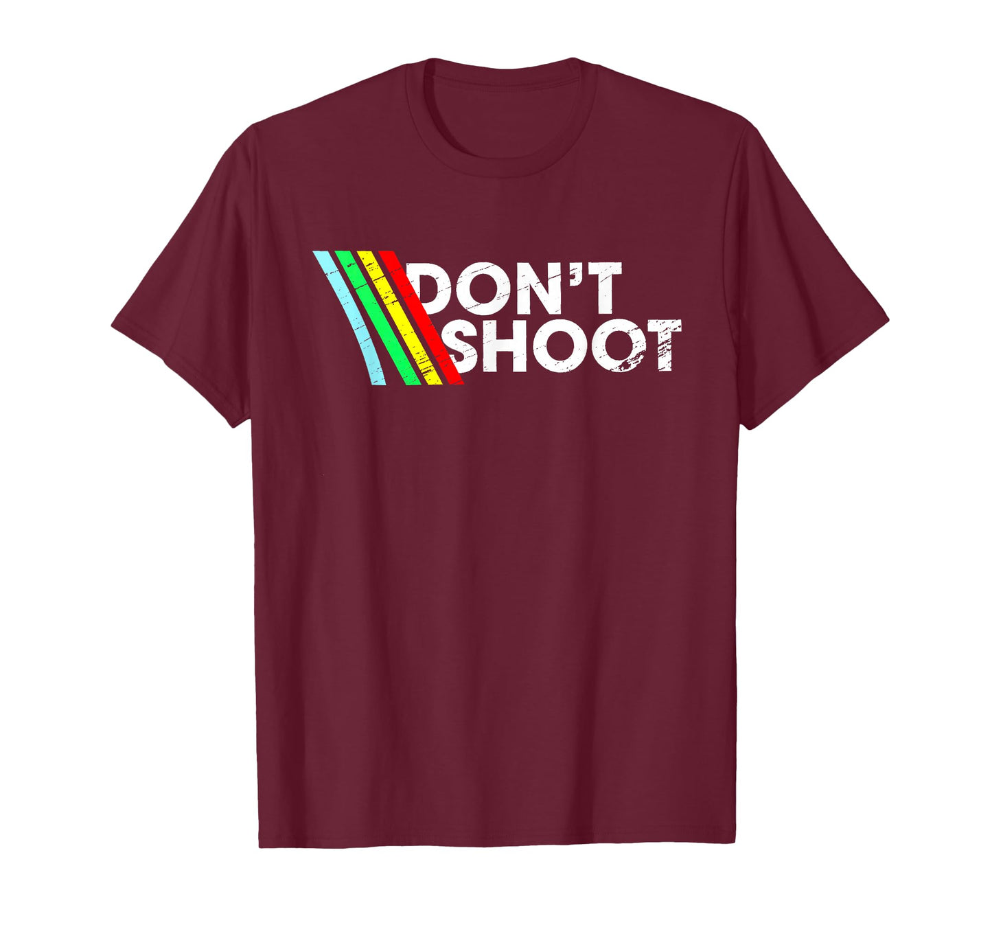 Don't Shoot Retro Graphic Color Stripes T-Shirt
