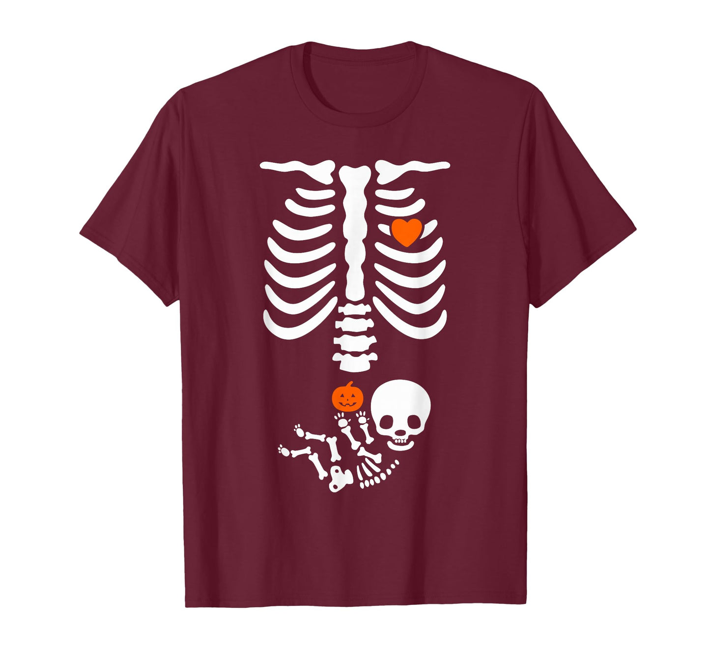 Halloween Skeleton Baby Rib Cage Pregnant Pumpkin New Mom T-Shirt