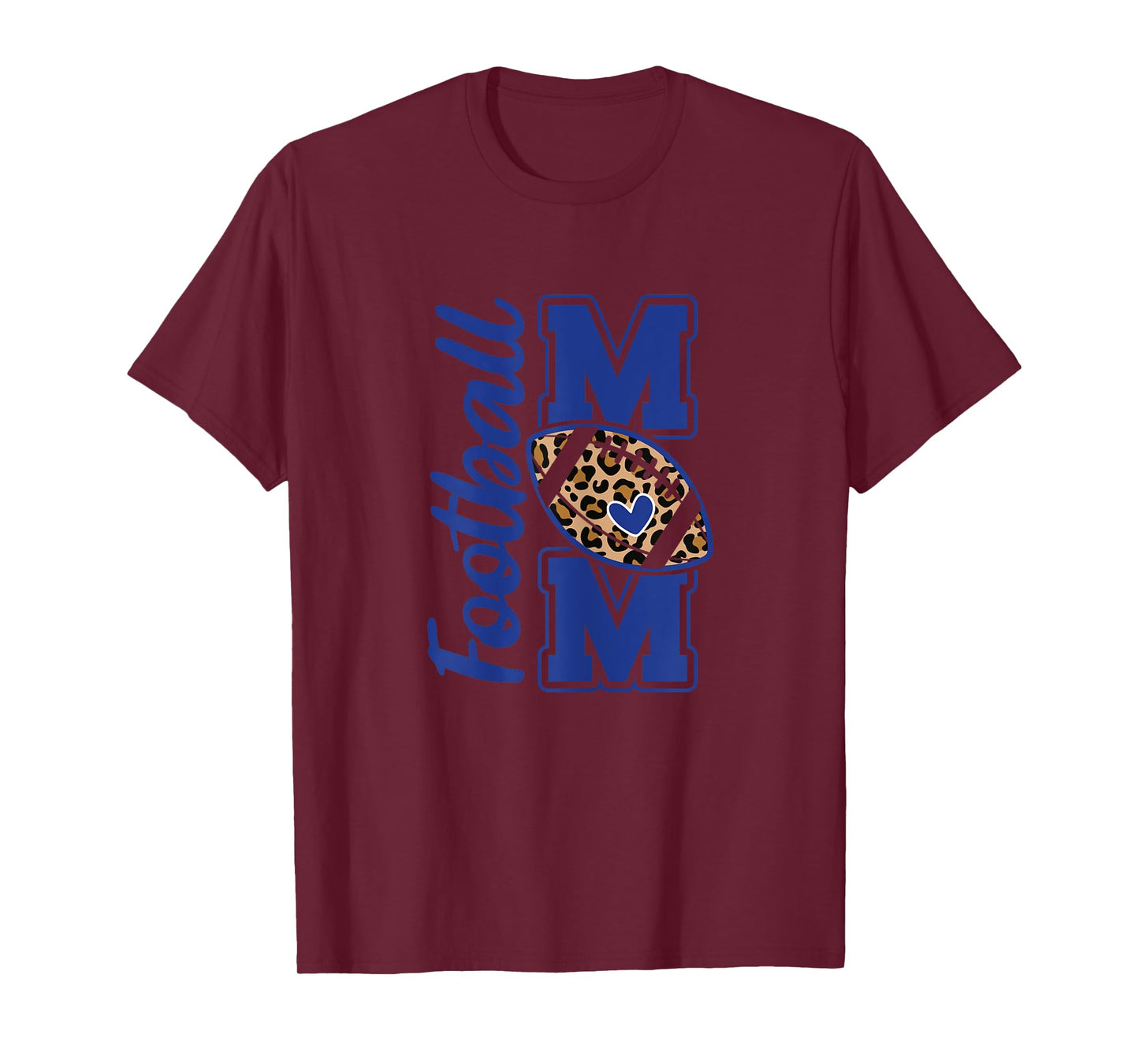 Game Day Leopard White and Blue High School Football Mom T-Shirt