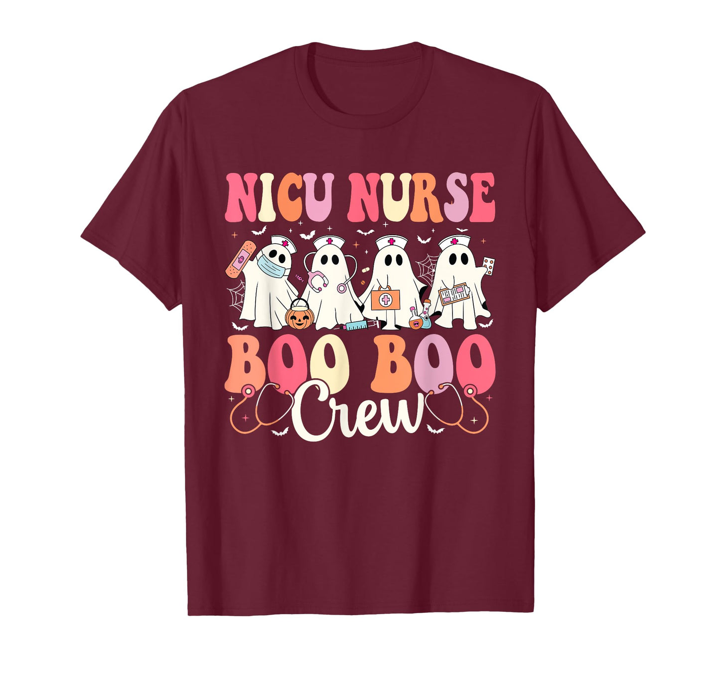 NICU Nurse Boo Boo Crew Ghost NICU Nurse Halloween Costume T-Shirt