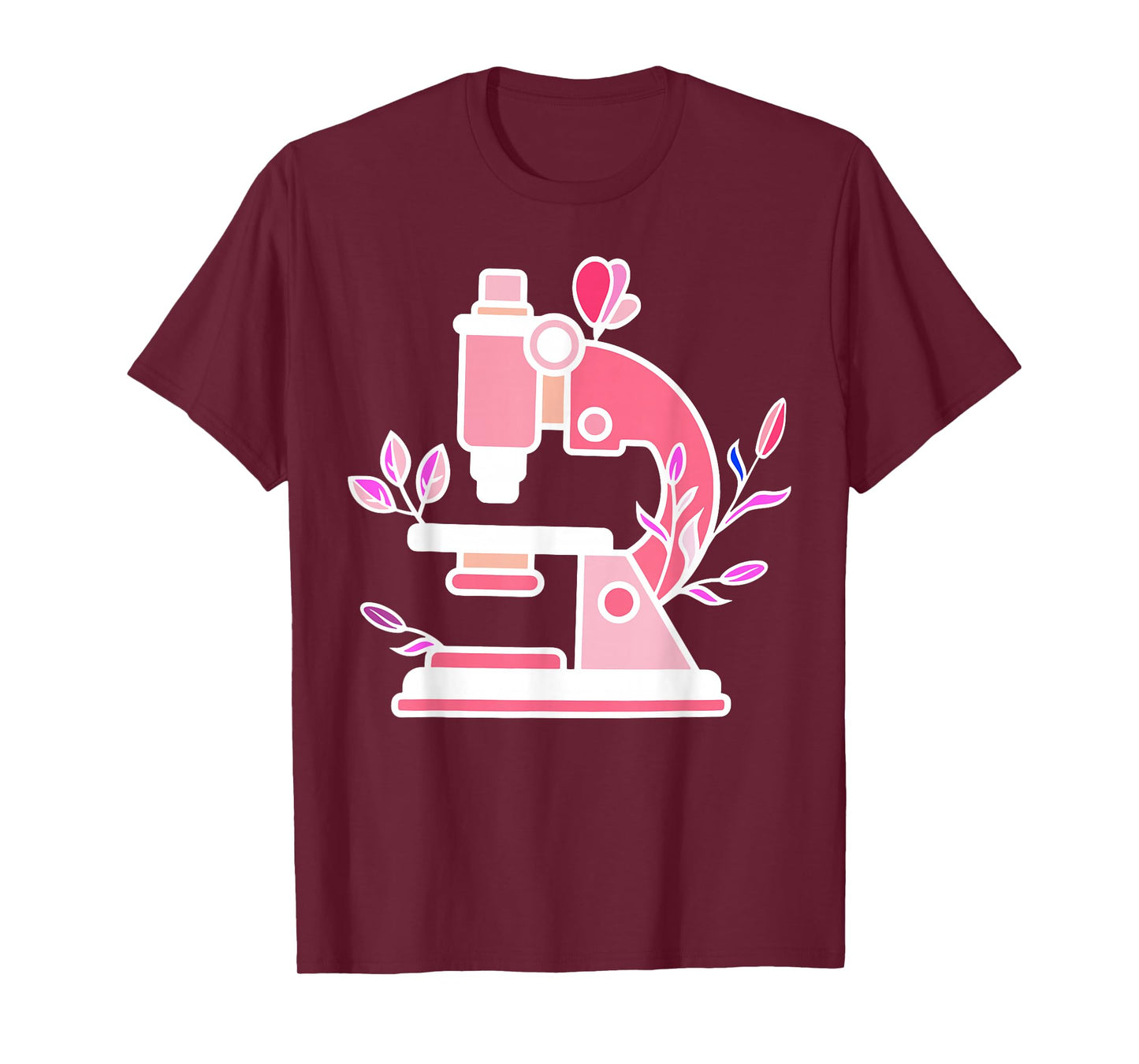 Lab Science Floral Microscope Biologist Science Valentines T-Shirt