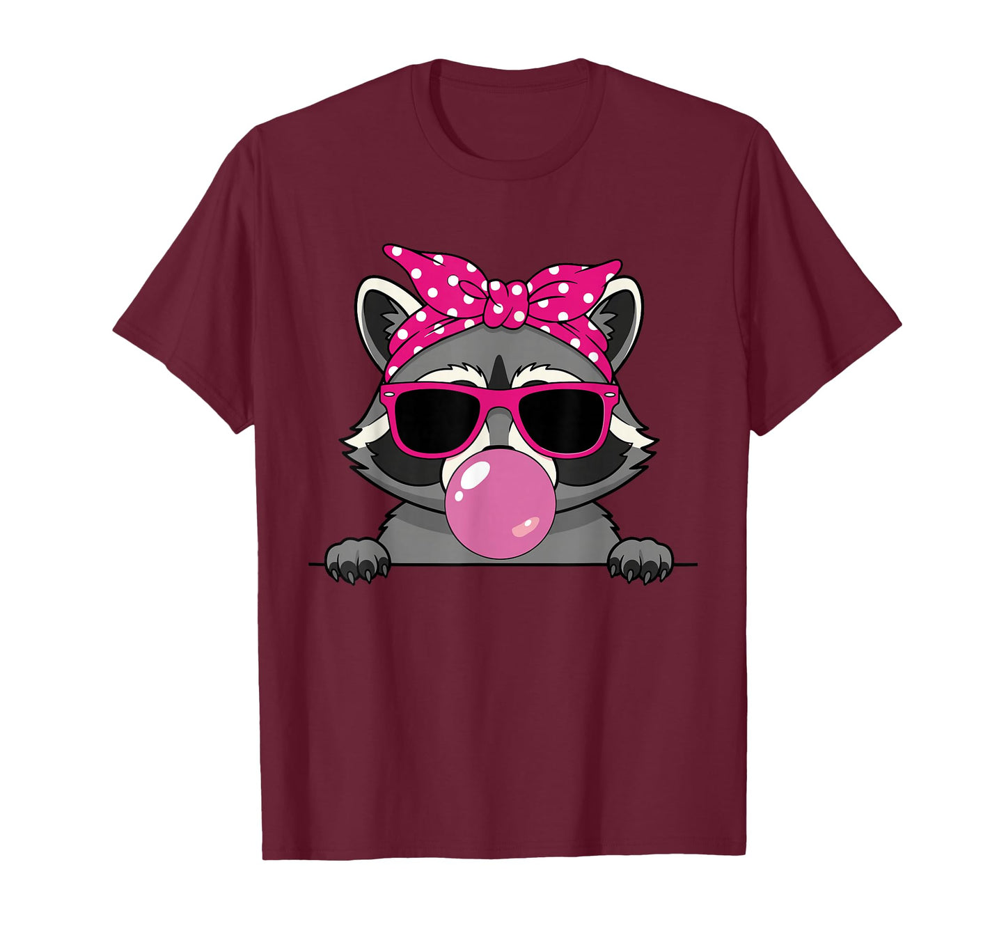 Raccoon Kawaii Girl Pink Bandana Funny Raccoon Bubblegum T-Shirt