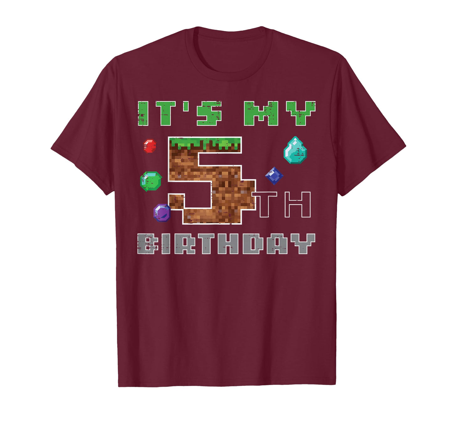 My 5th Birthday Pixel 5 Gamer Video Gaming Boys Kids Youth T-Shirt