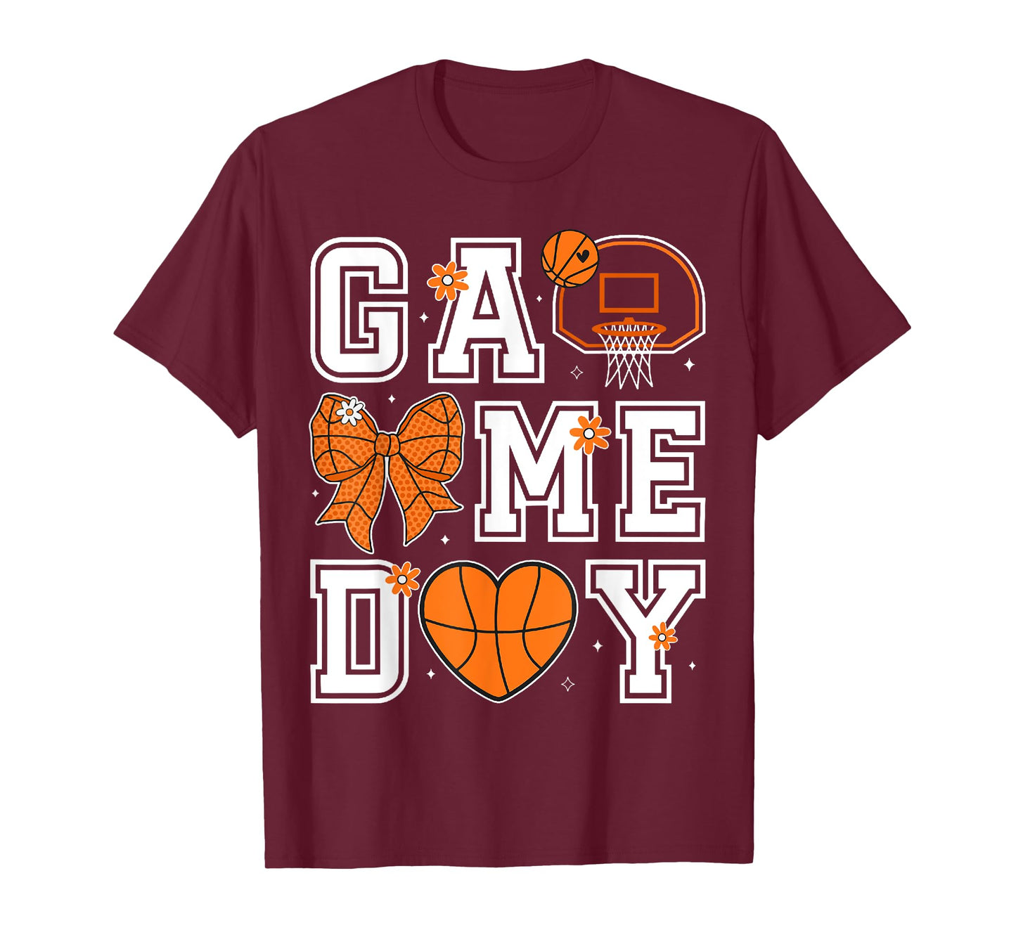 Retro Coquette Bow Game Day Mom Mama Basketball Funny Sports T-Shirt