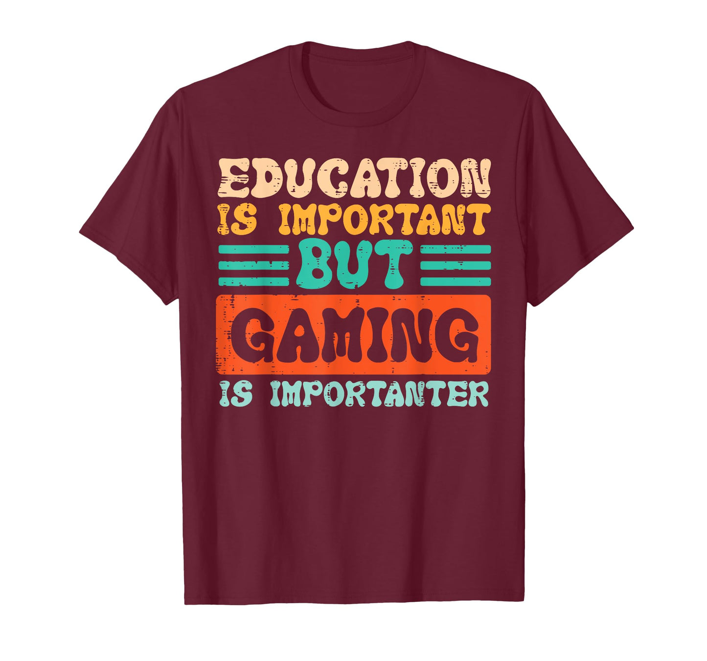 Education Important Gaming Importanter Gamer Boys Kids Men T-Shirt