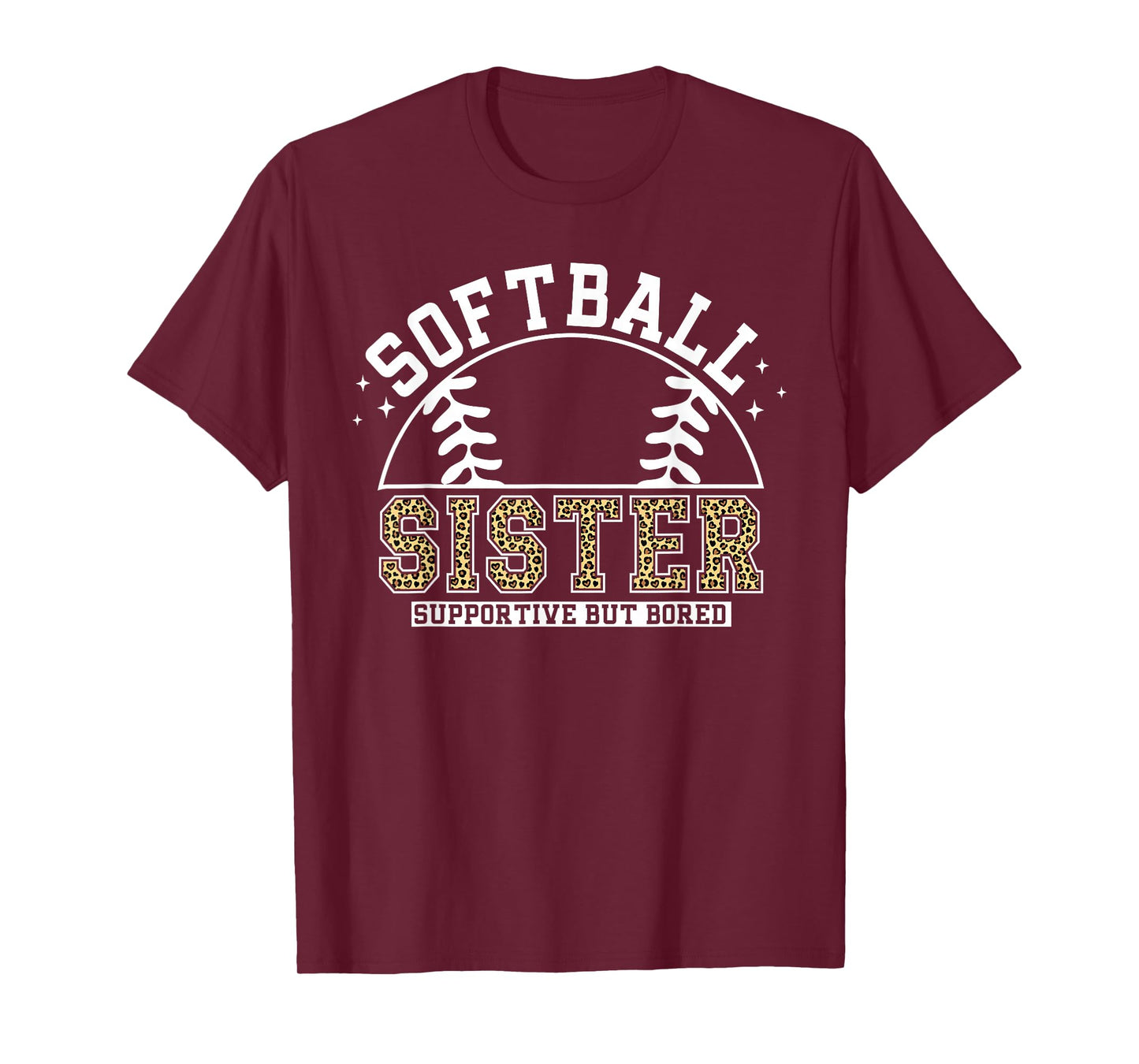 Leopard Softball Sister Supportive But Bored Softball Women T-Shirt