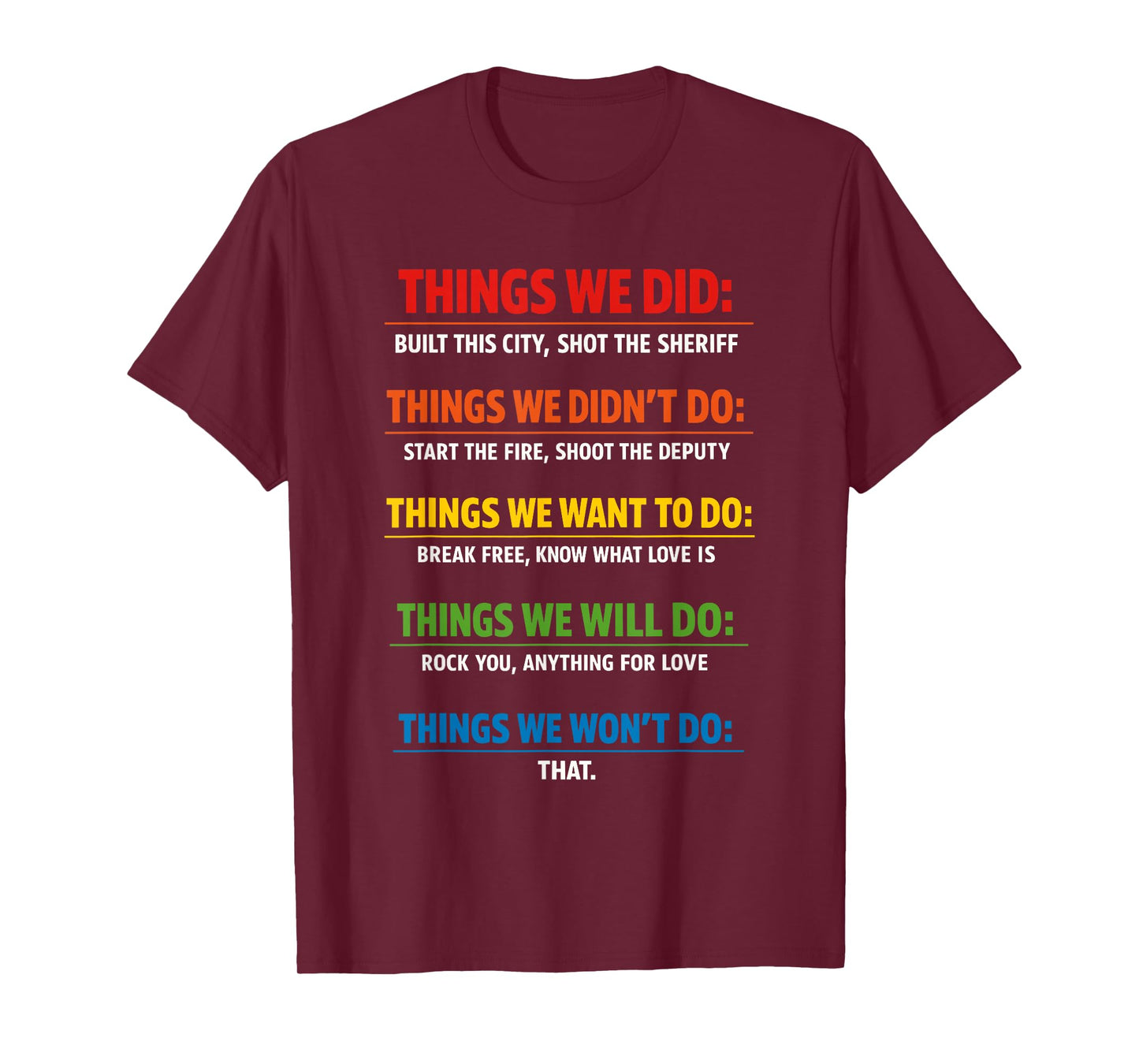 Things We Did T Music Song Lyrics Retro Vintage T-Shirt