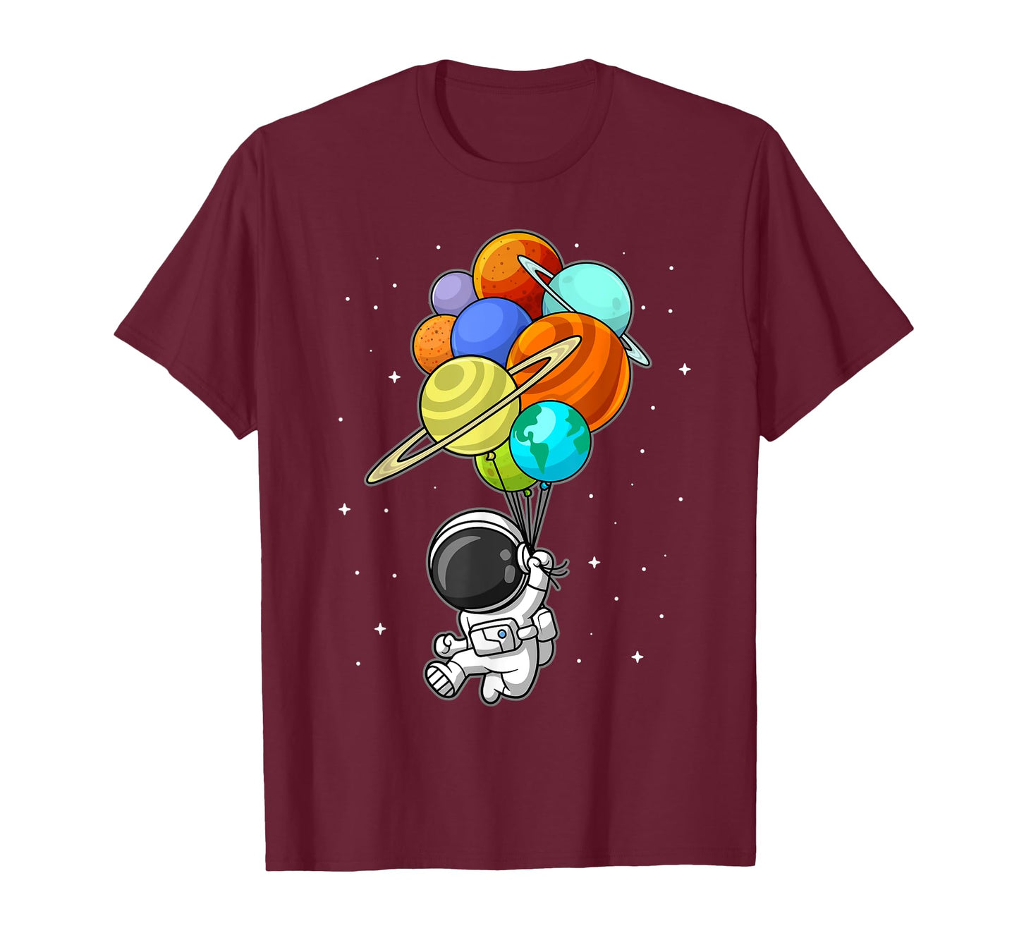 Astronaut Holding Planet Balloons Solar-System Space Kids T-Shirt