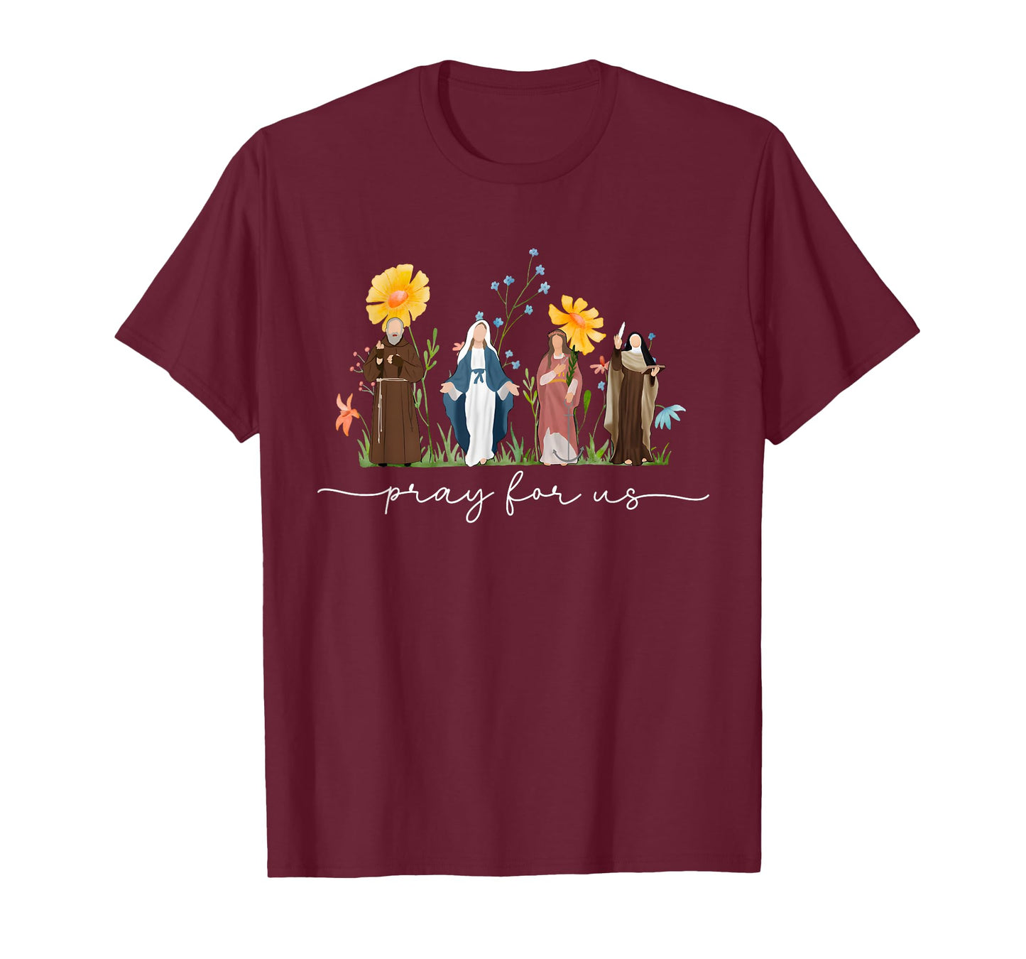 Catholic Saints Floral Women Religious Men Women Kids T-Shirt