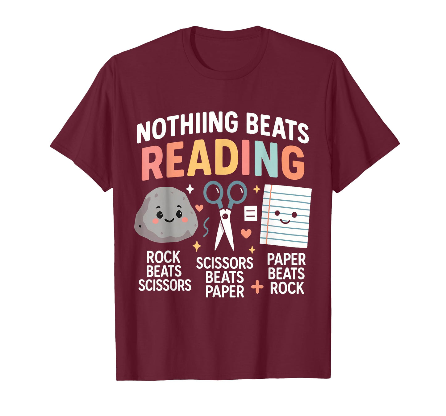 Nothing Beats Reading Rock Paper Scissors Funny Book Lover T-Shirt
