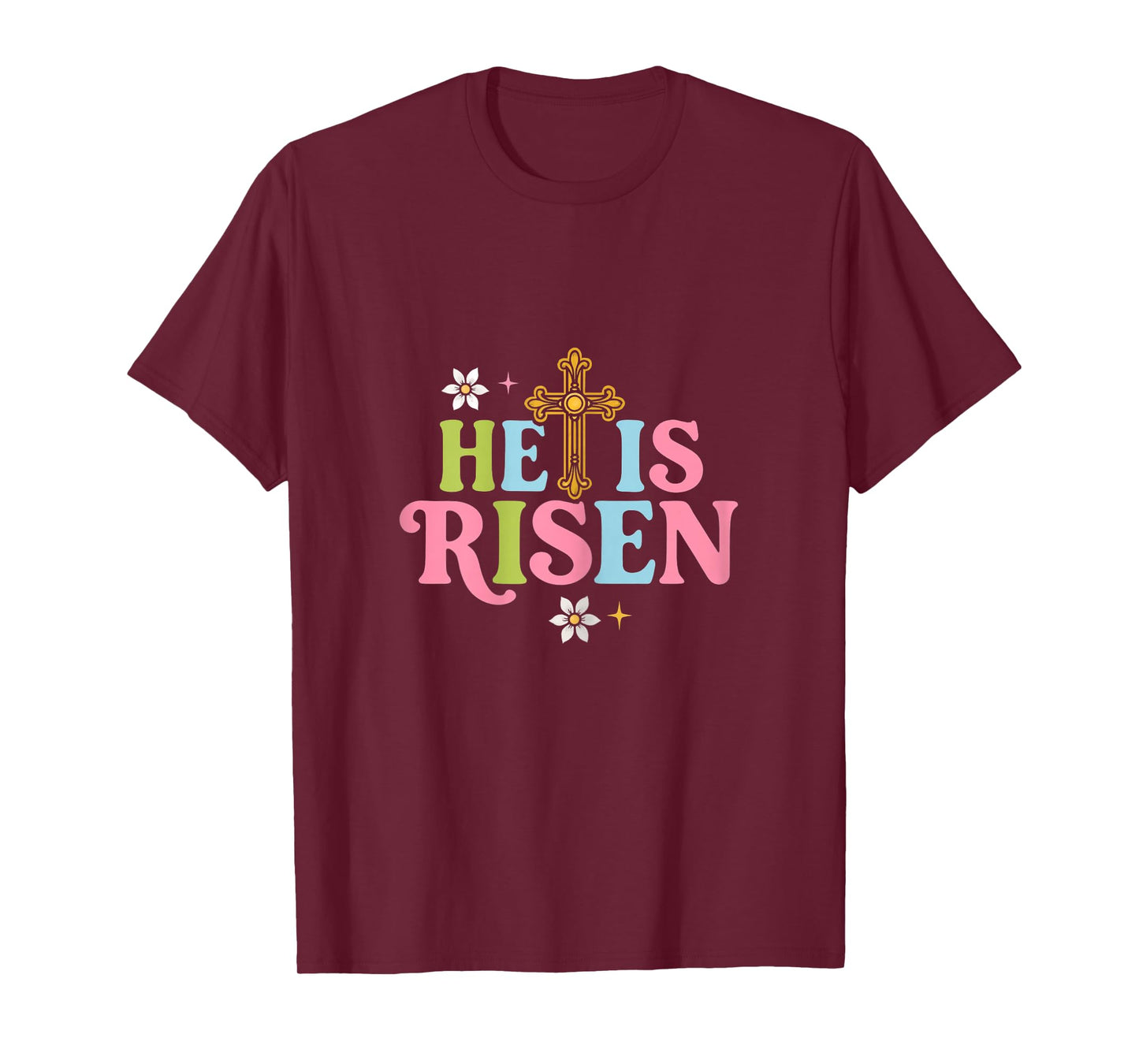 He is Risen Easter Christian Cross Pastel Faith T-Shirt