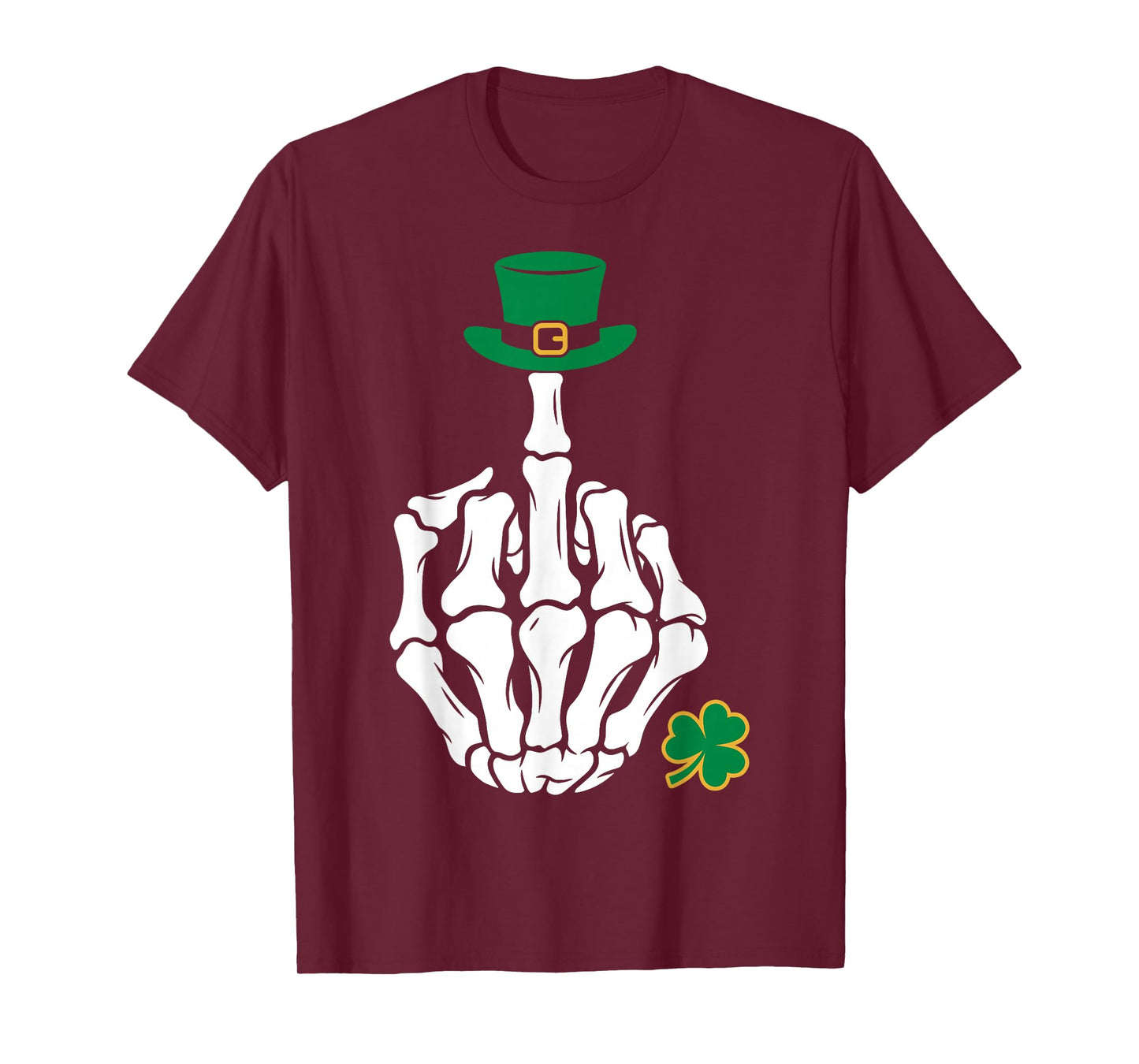 St.Patrick’s Day Skeleton Hand Middle Finger Leprechaun Hat T-Shirt