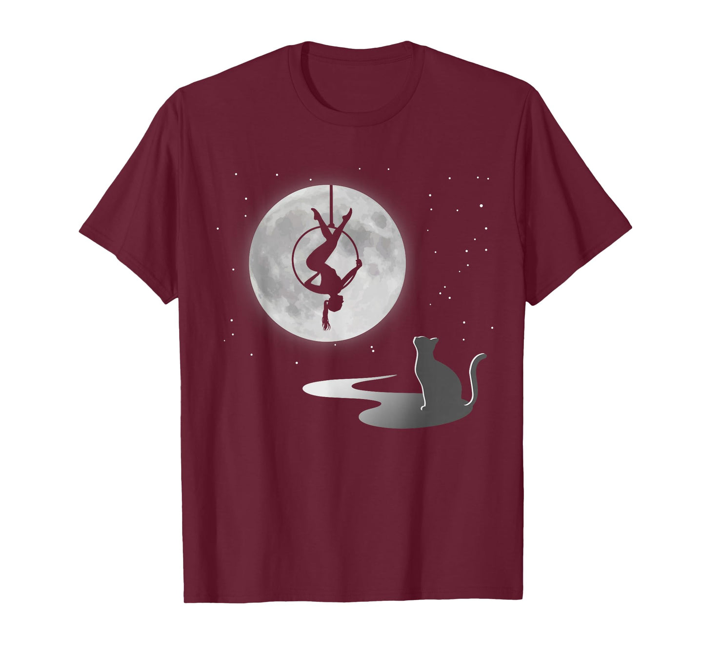 Fly Aerial Yoga Hoop Lyra, Stars Moon Cat Lover, Novelty T-Shirt