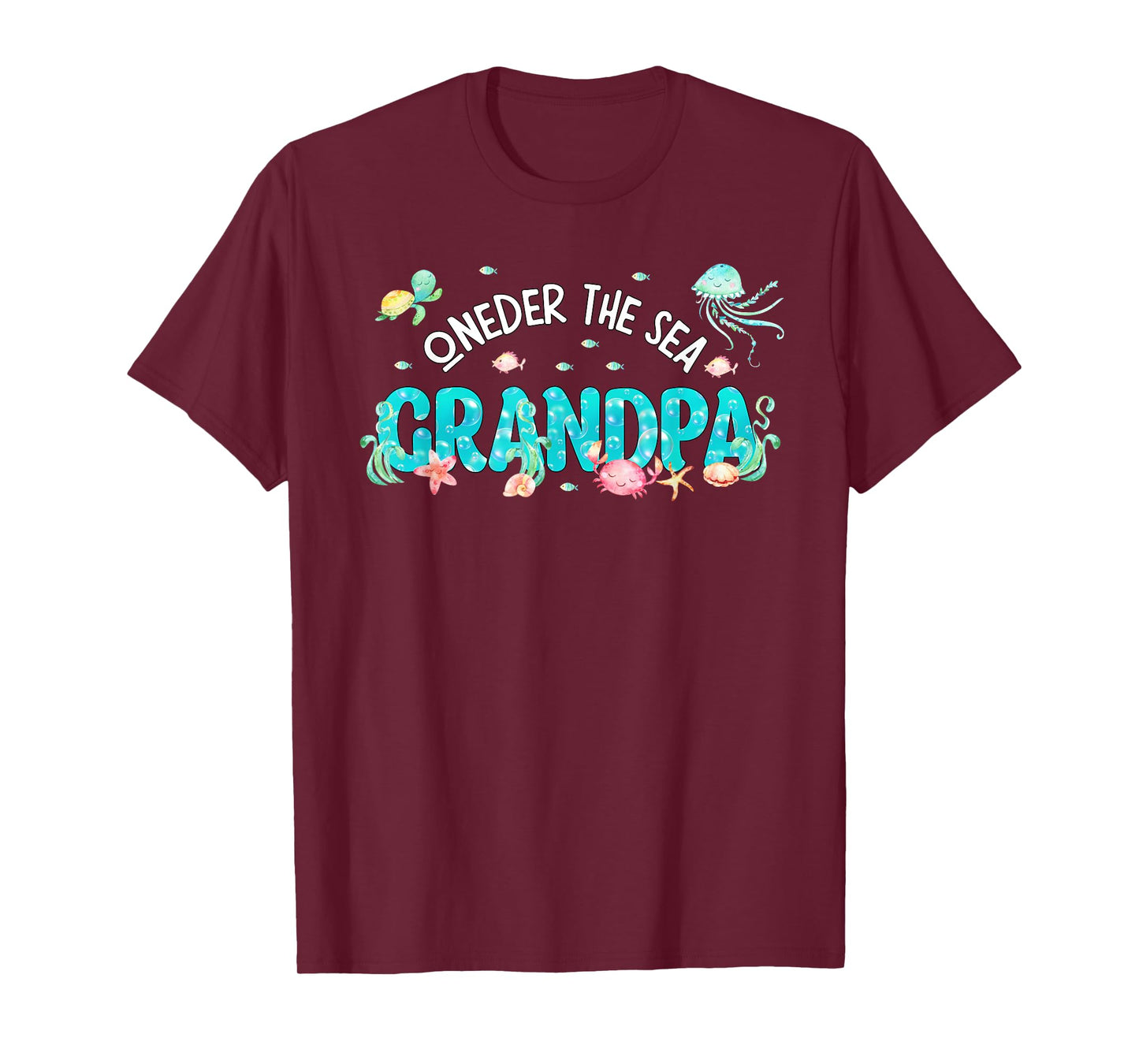 Mens Under Sea Grandpa Birthday Girl Boy Matching Family Party T-Shirt