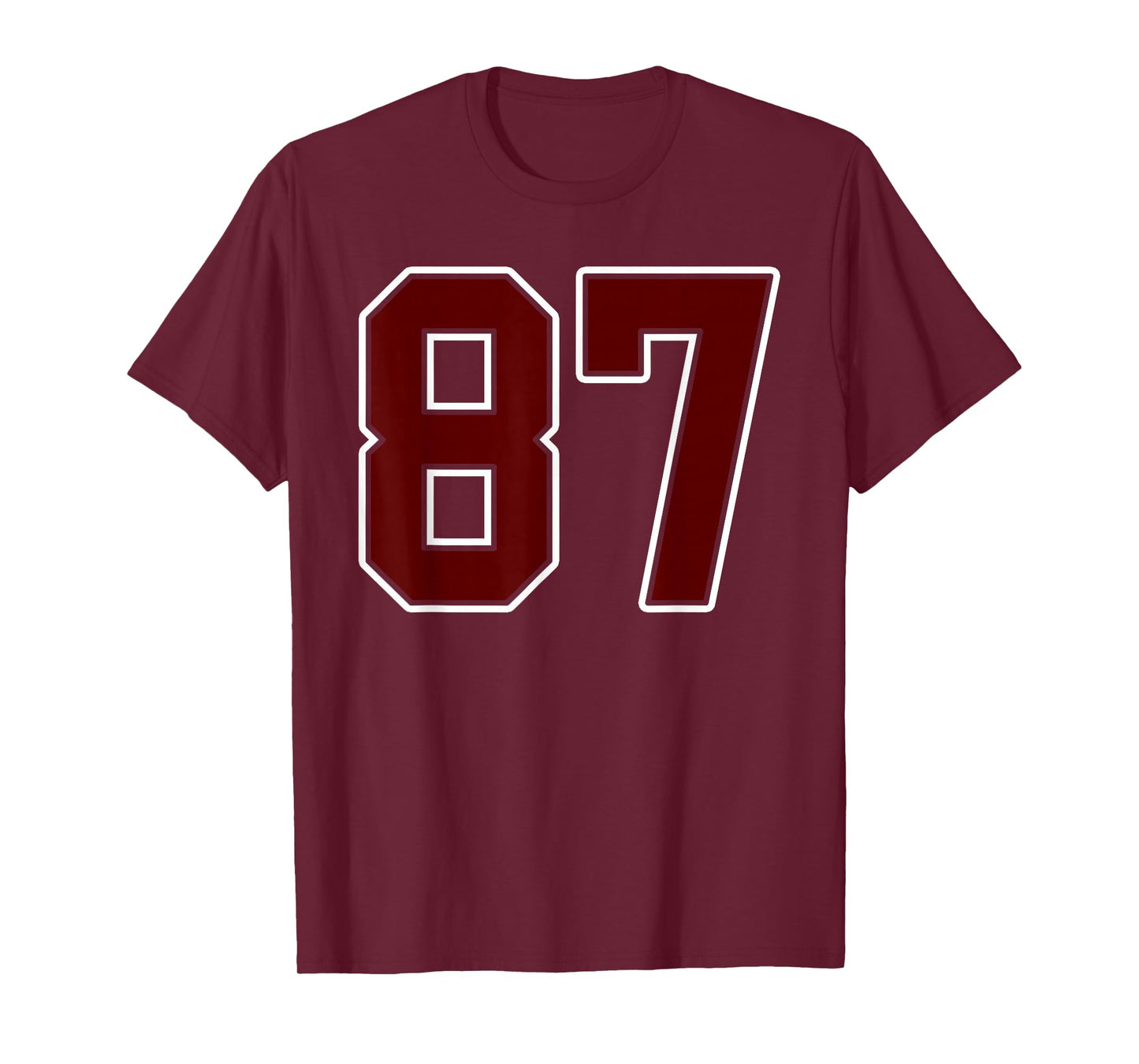 Maroon and White Number 87 Jersey Player Uniform #87 Fan T-Shirt