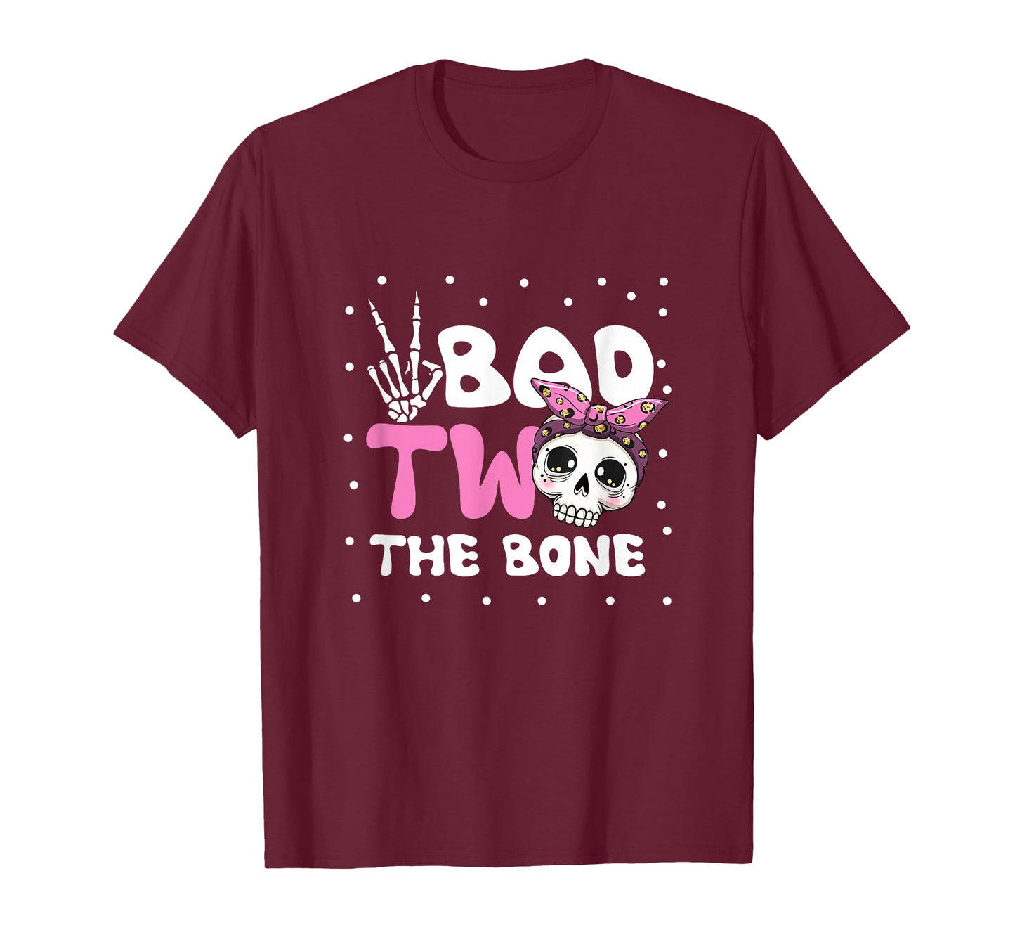 Bad Two The Bone Toddler Halloween 2nd Birthday Checkered T-Shirt