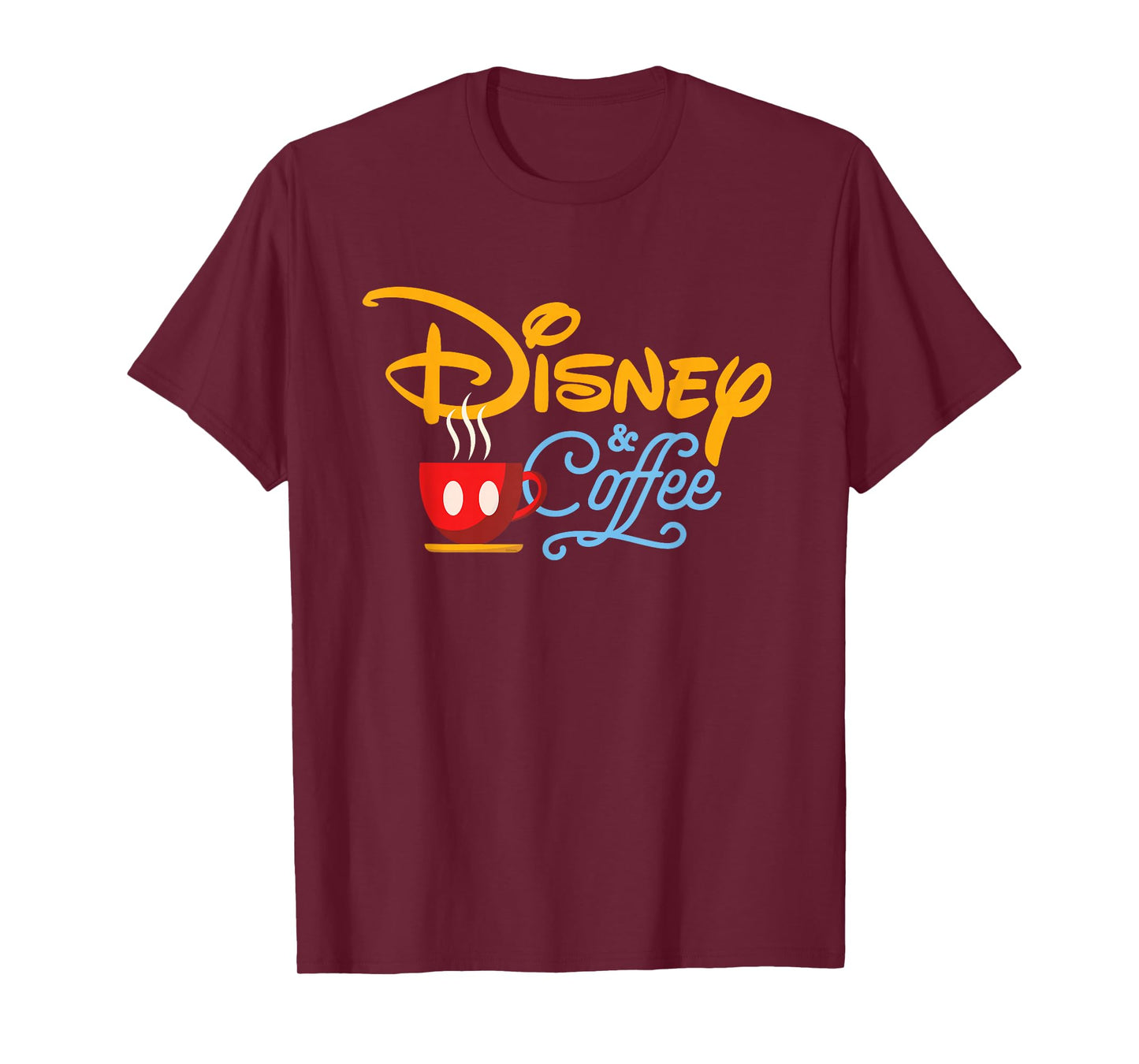 Disney & Coffee Mickey Mouse Coffee Cup Script Logo T-Shirt