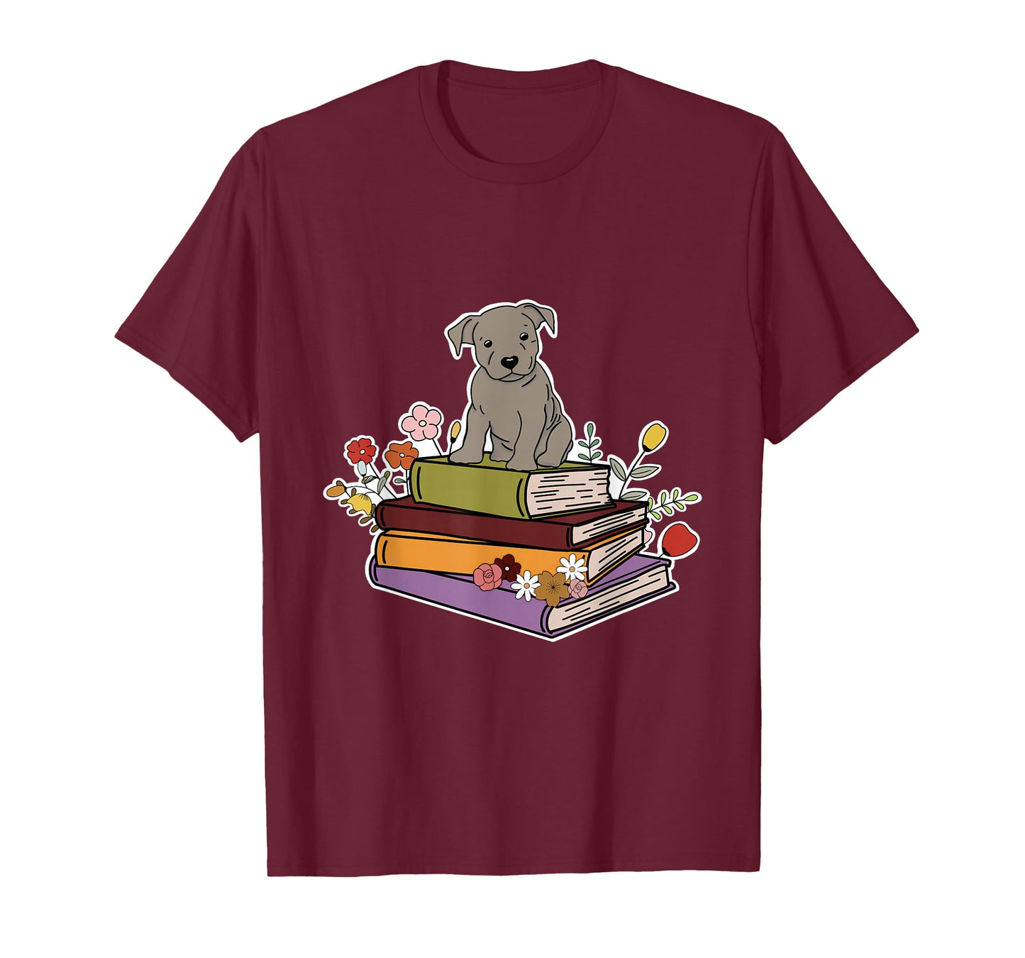 Puppy on Top of Stack of Books T-Shirt