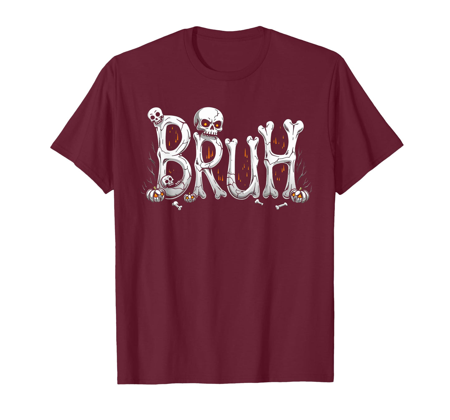 Bruh halloween skull bone skeleton kids boys girls men women T-Shirt