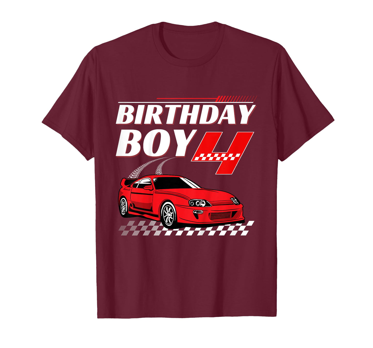 Kids Birthday Boy 4 years Race Car 4th Birthday Racing Car T-Shirt