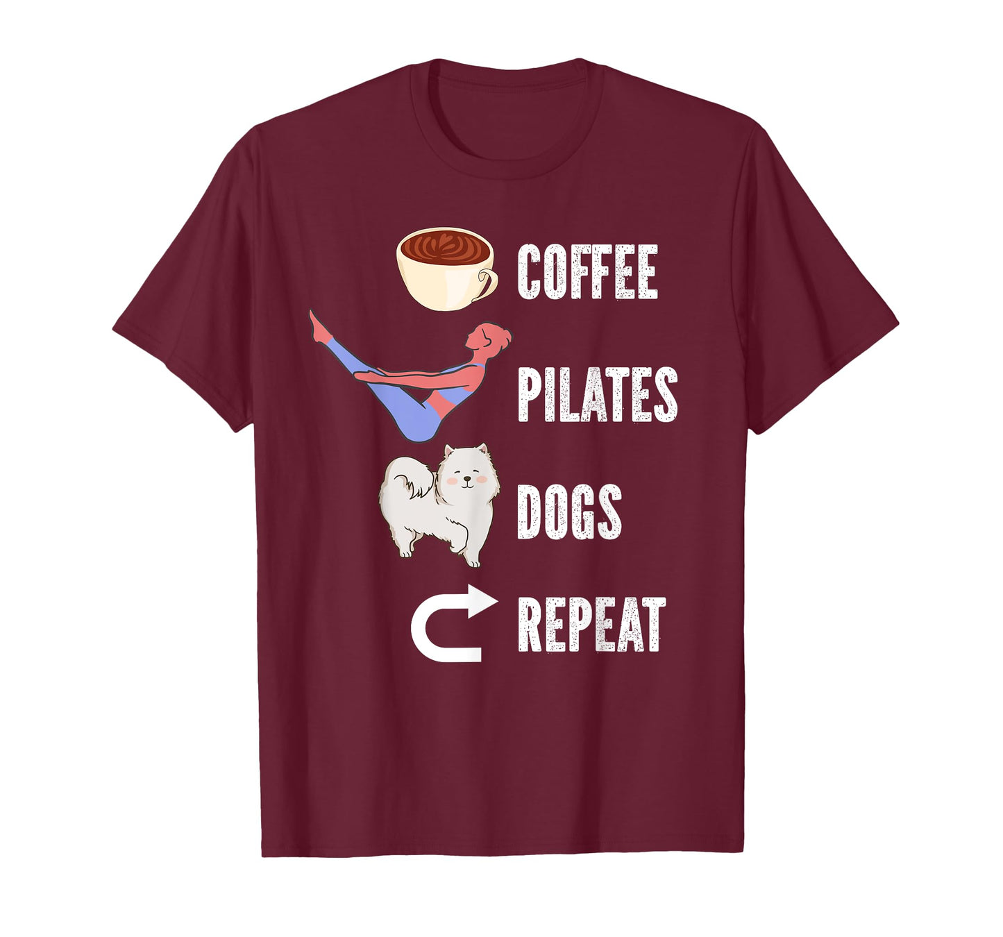 Coffee Pilates Dogs Repeat Design For Dog And Pilates Lovers T-Shirt for Men Women Girls Kids