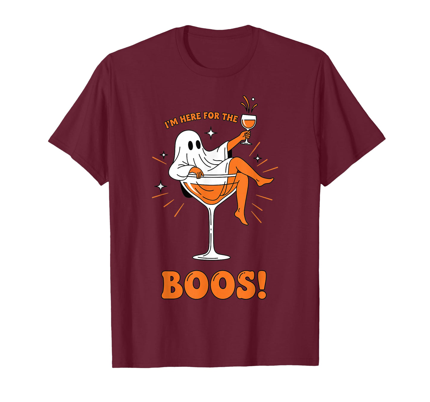 Funny Ghost Halloween Wine I’m Here for Boos T-Shirt