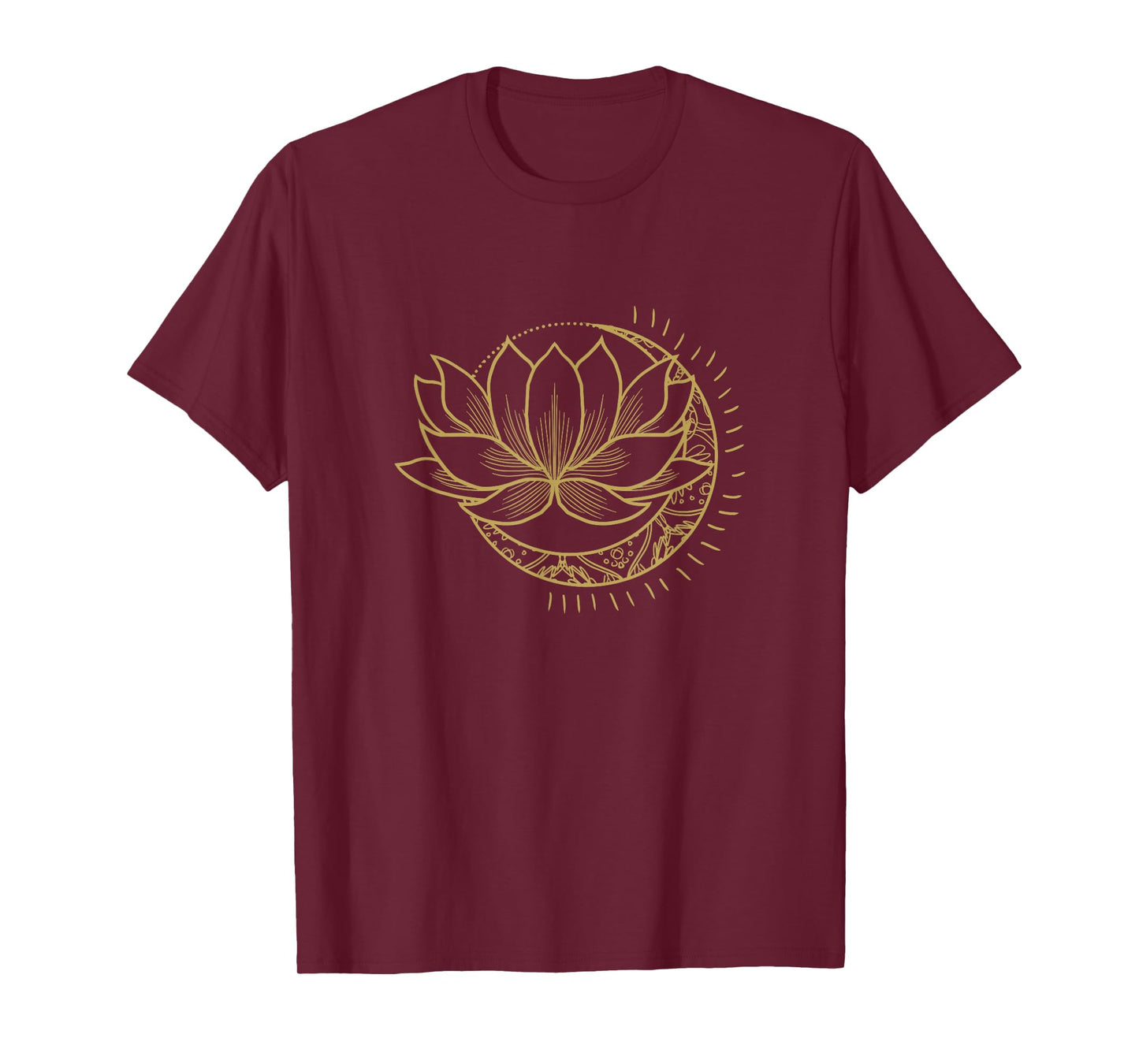 Minimal Crescent Moon Lotus Flower Space Yoga Meditation Art T-Shirt