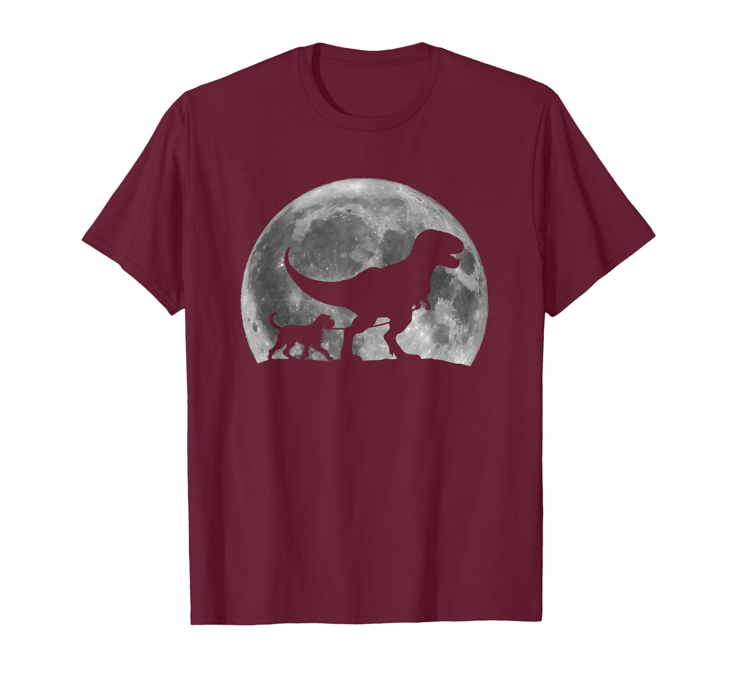 T Rex Walking a Dog Wirehaired Pointing Griffon Halloween Men Women Kids T-Shirt